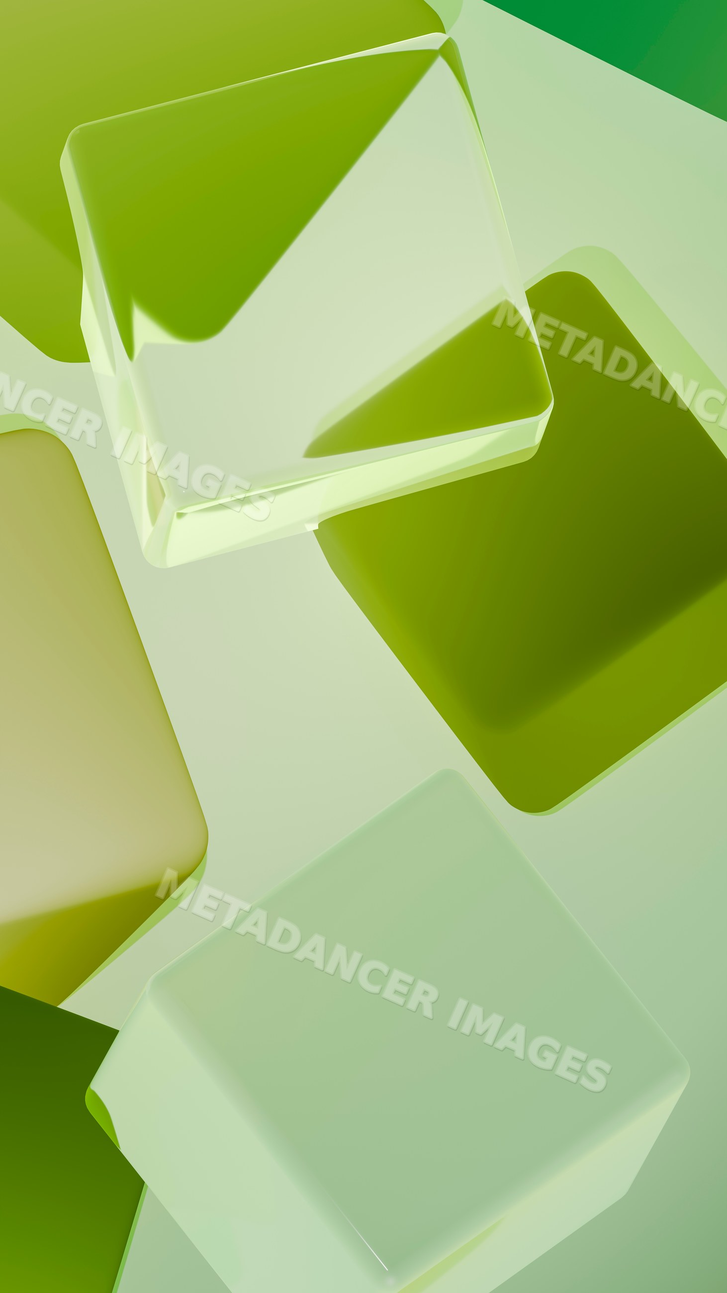 Abstract green geometric cubes digital illustration