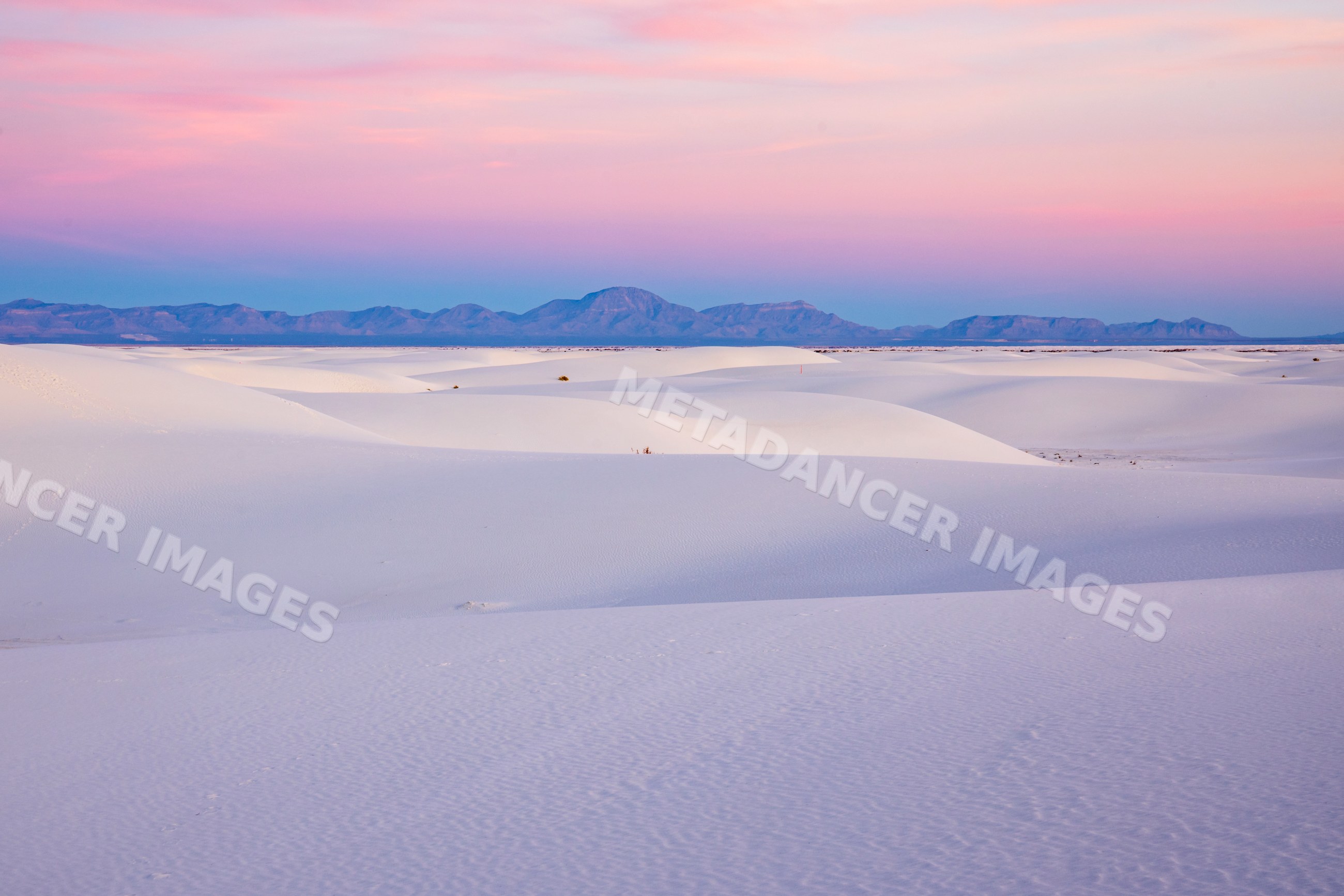 White sands national park sand dunes at Sunrise in New Mexico desert