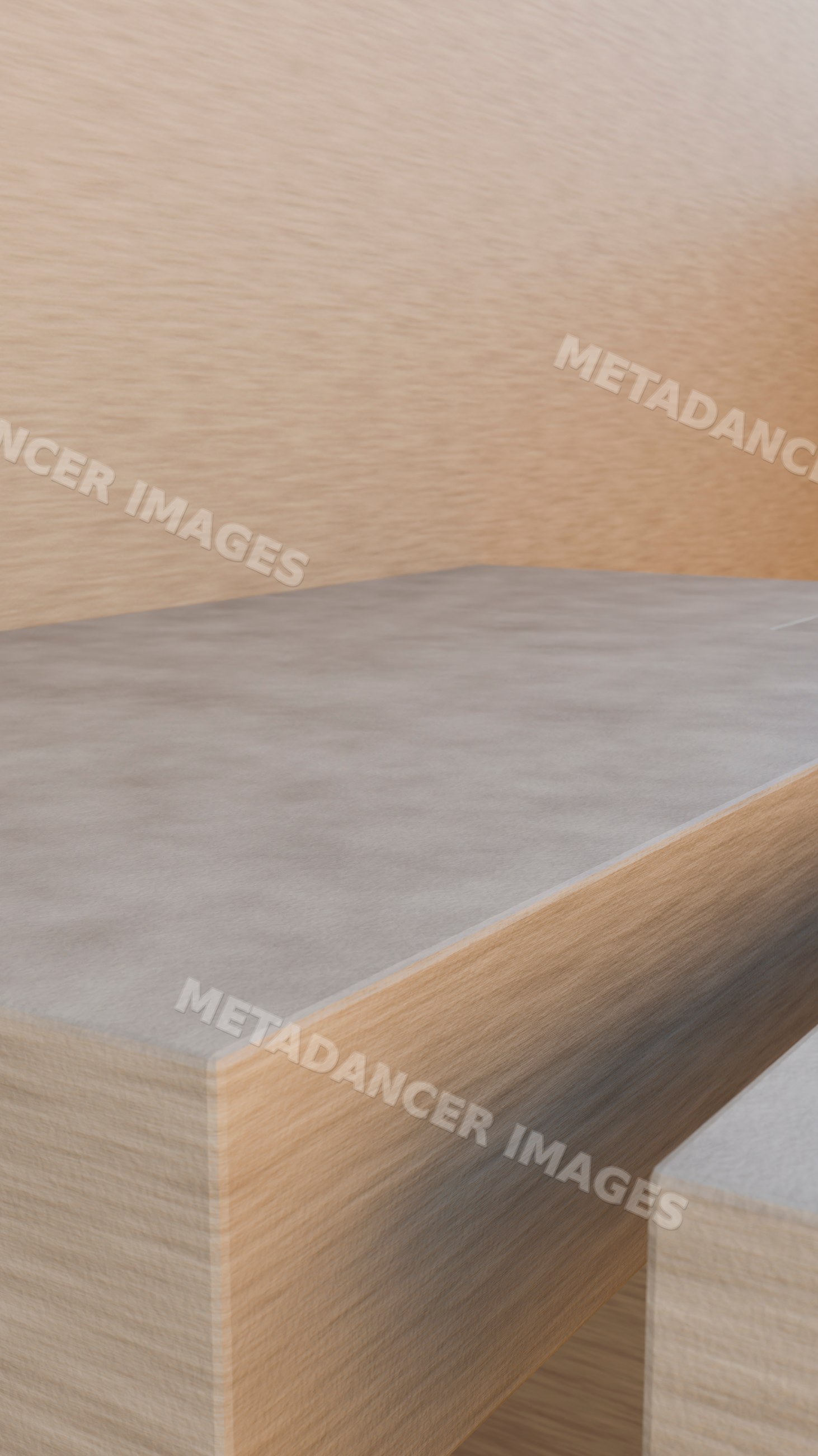 Rectangular wooden table with smooth light wood grain surface