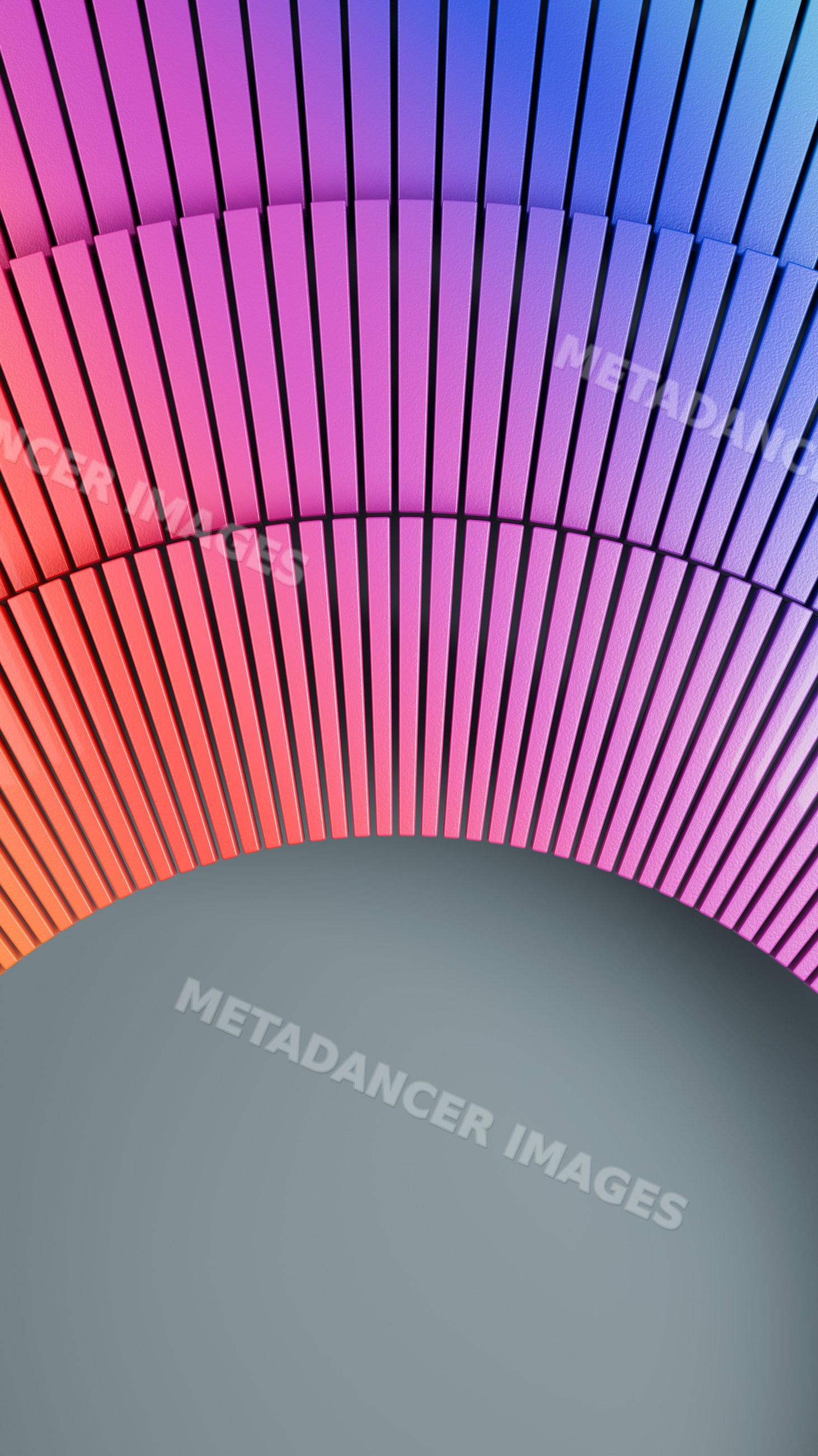 Curved pattern of vertical bars with gradient colors