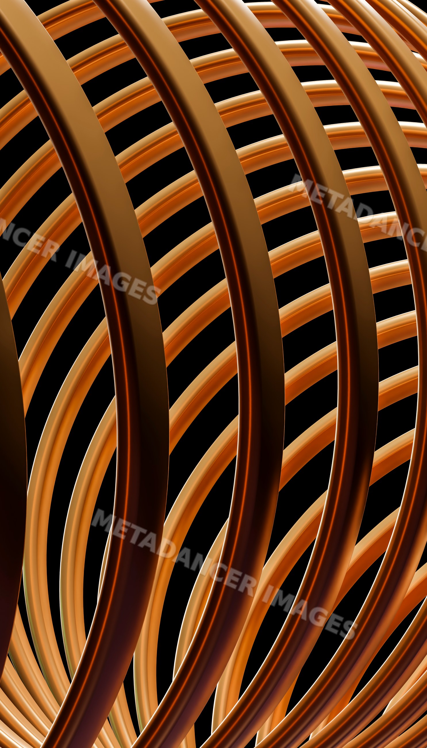 Copper coils forming an intricate spiral pattern