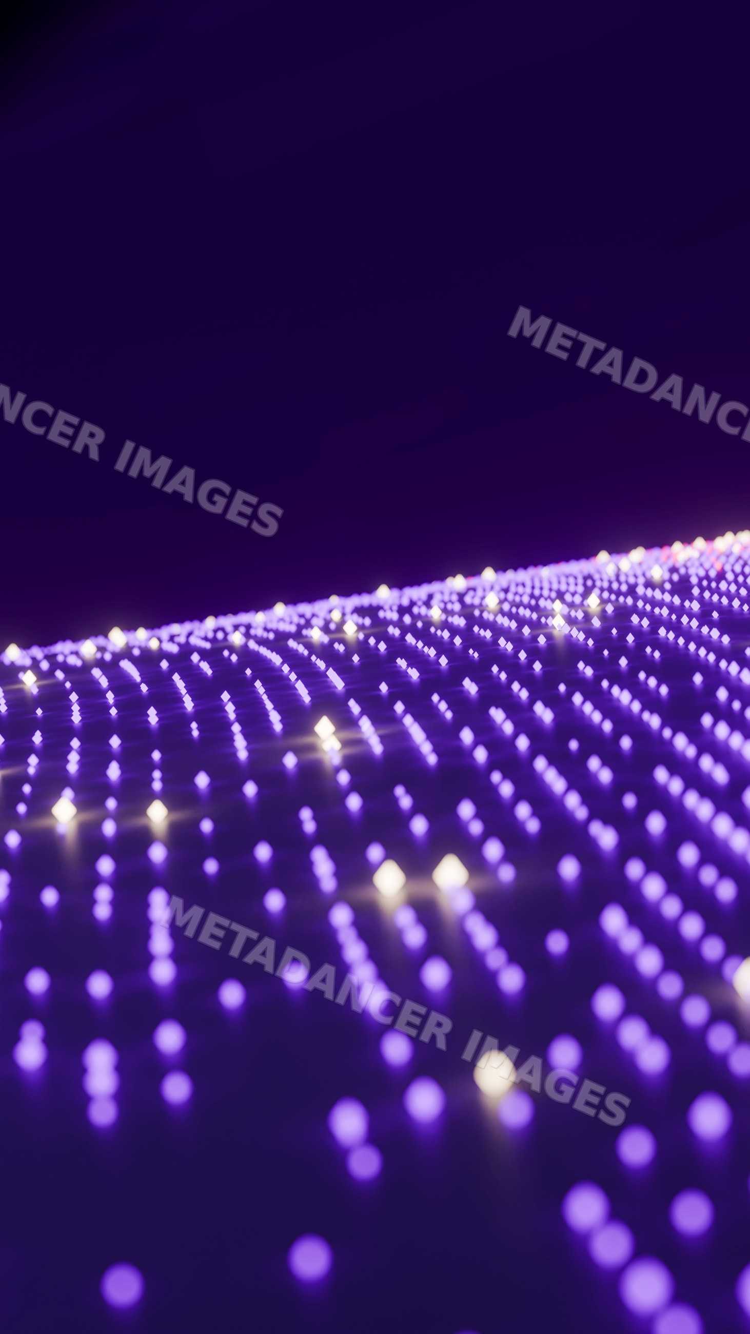 Abstract glowing purple and yellow dot pattern on digital surface