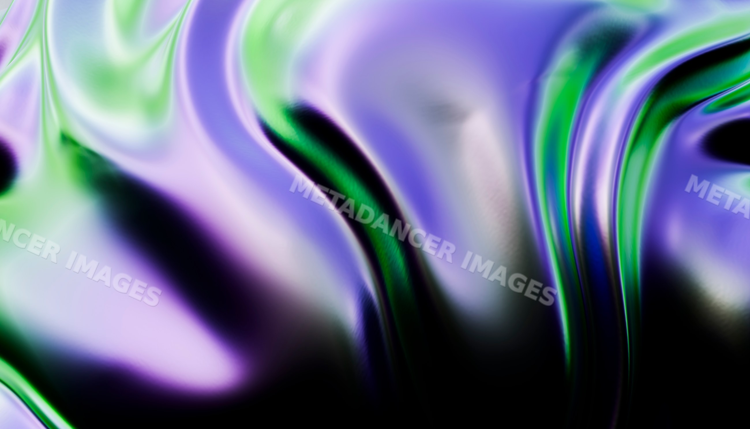 Abstract fluid waves in purple and green colors flowing smoothly