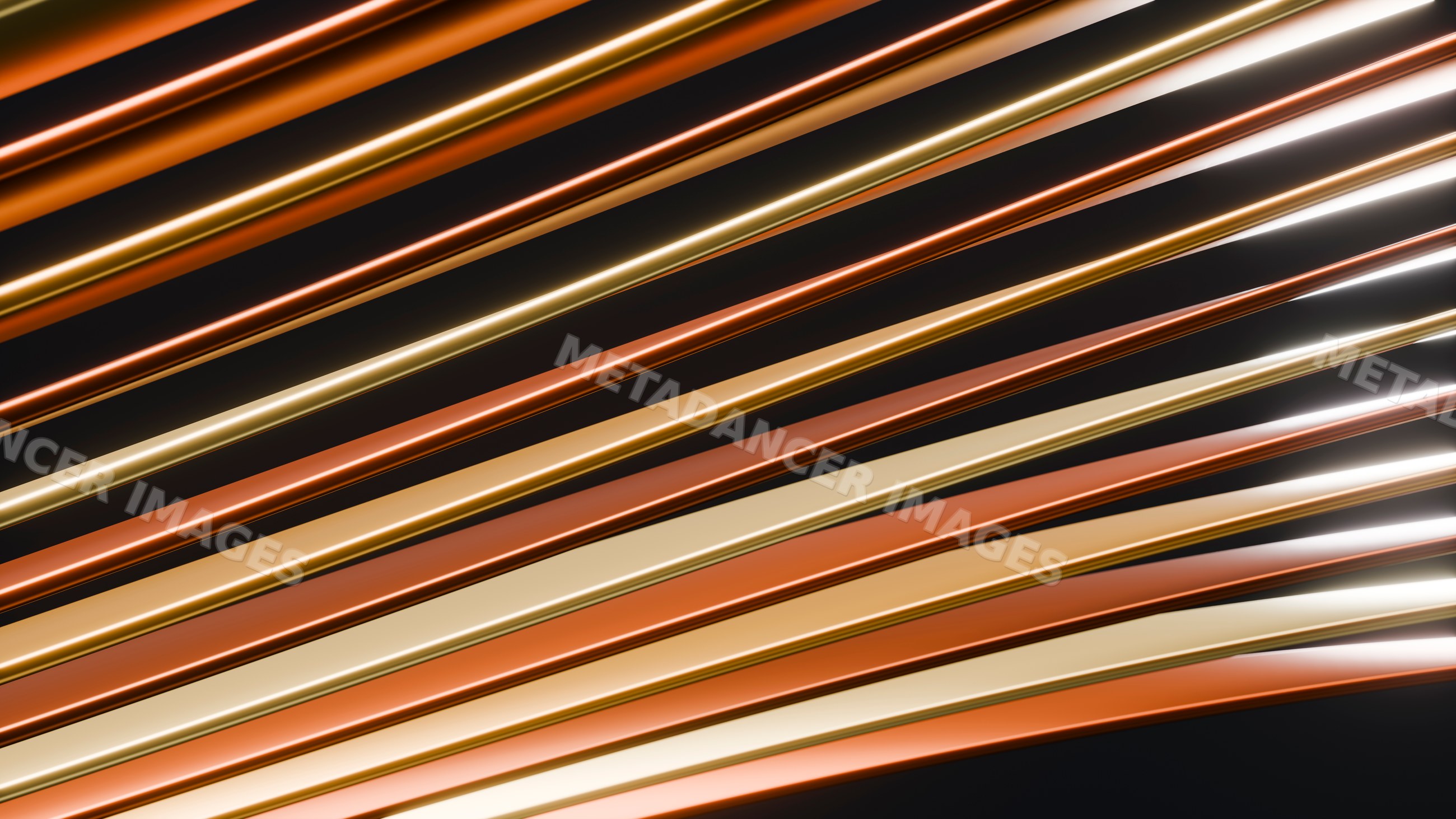 Curved metallic gold and bronze striped abstract design