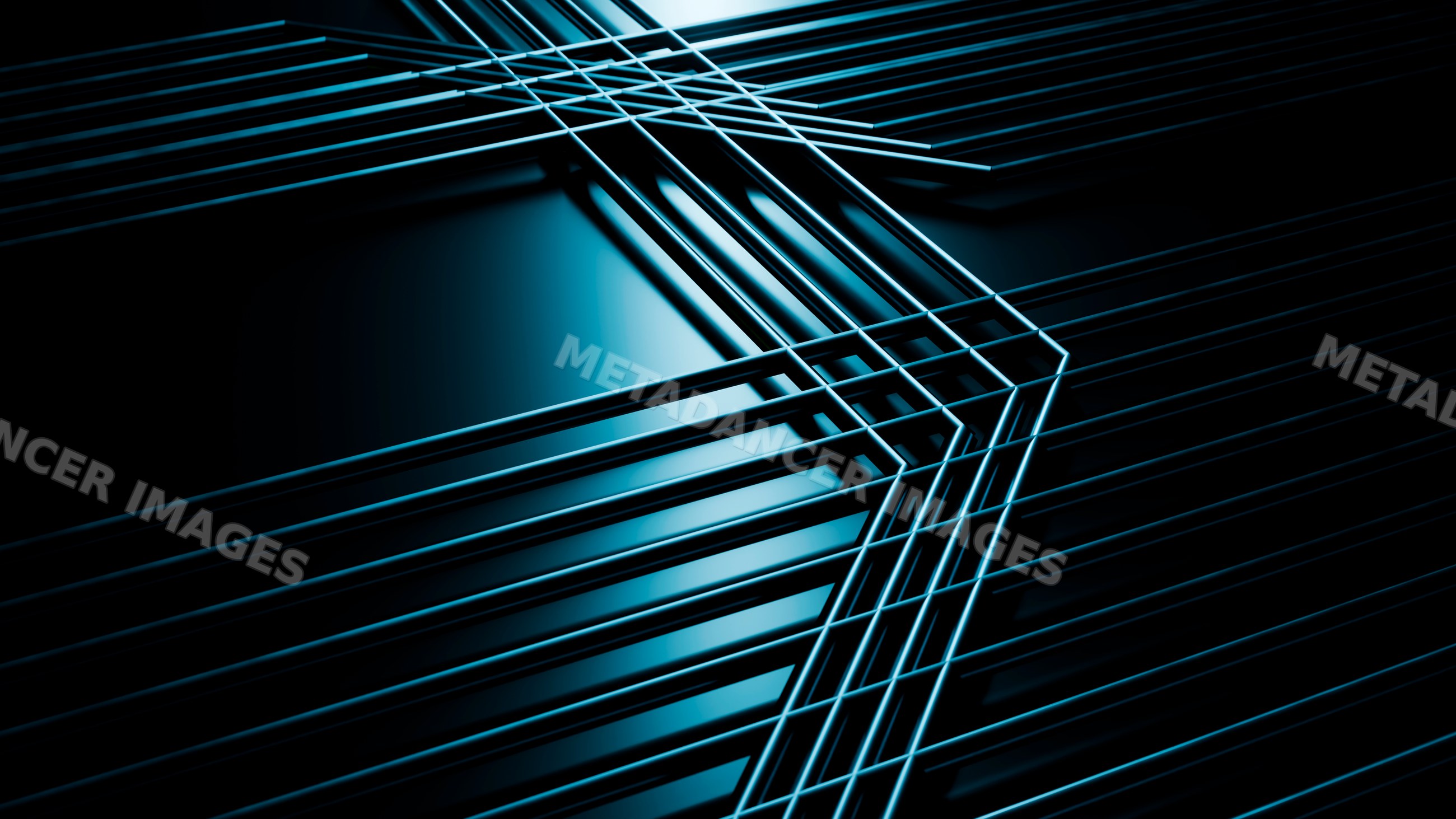 Blue glowing intersecting lines in futuristic digital design