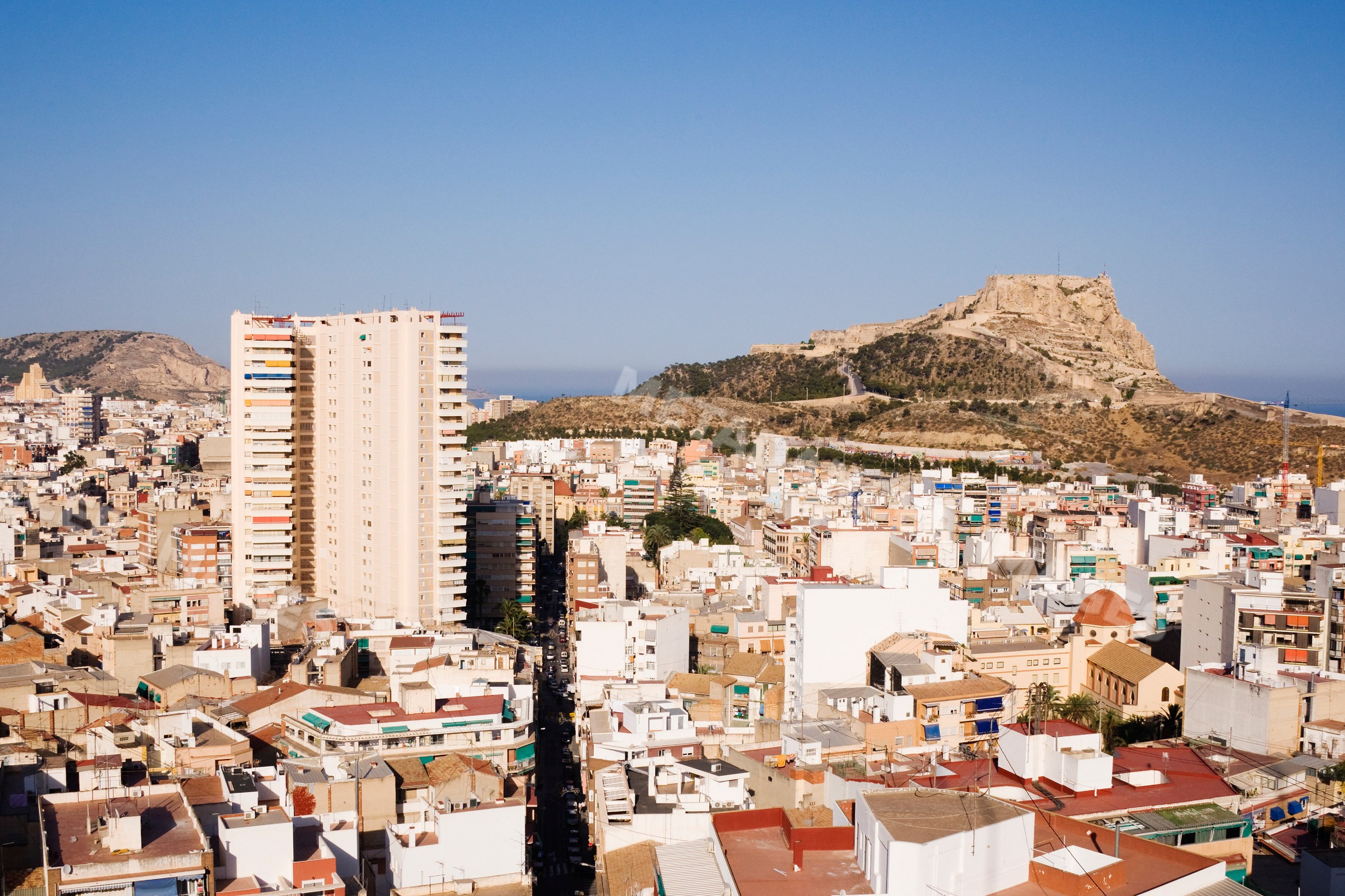 Castle of santa barbara with alicante cityscape Spain