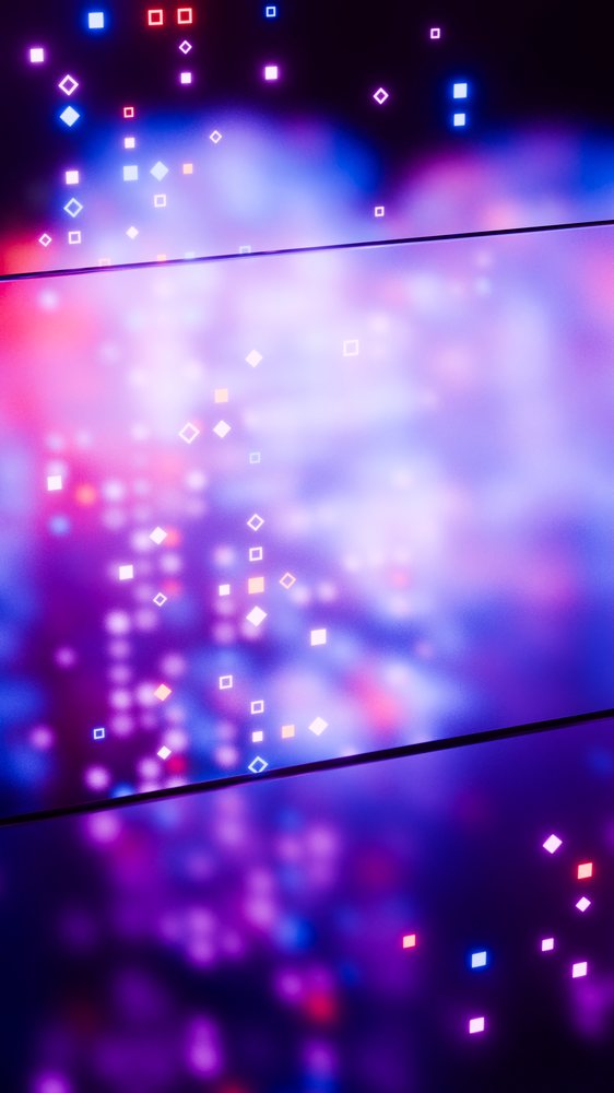 Digital abstract illustration with colorful glowing squares