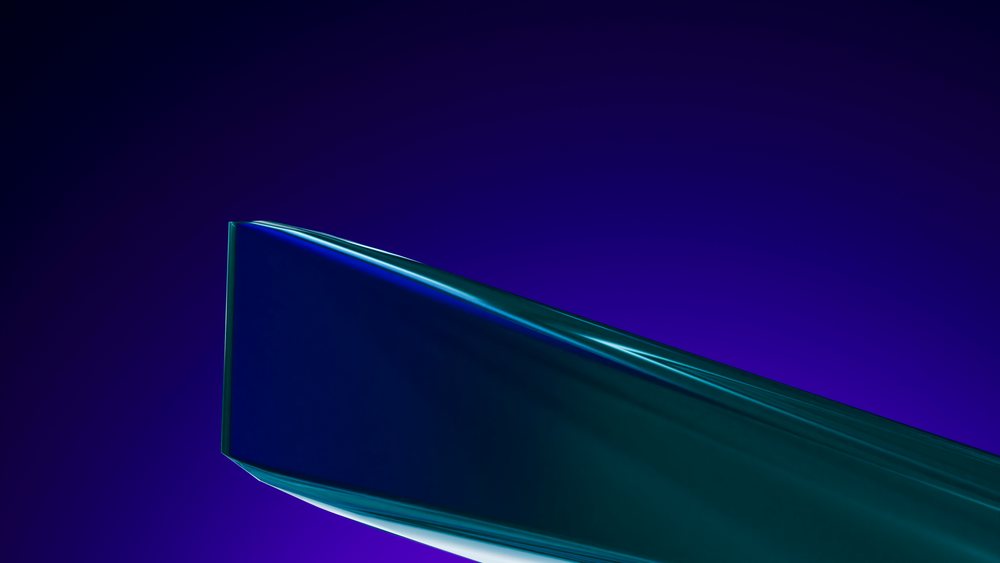 Abstract blue curved surface with smooth glossy texture in digital art