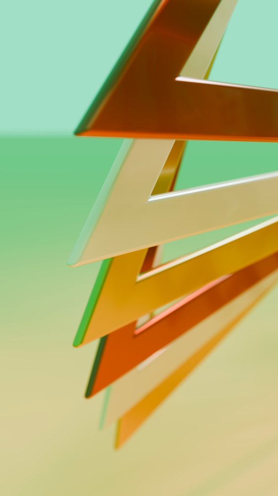 Abstract 3d overlapping triangular shapes in vibrant colors