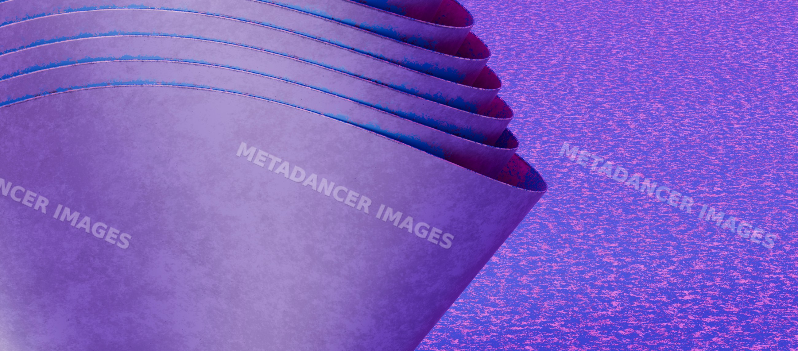 Rolled purple paper with curled edges on textured surface