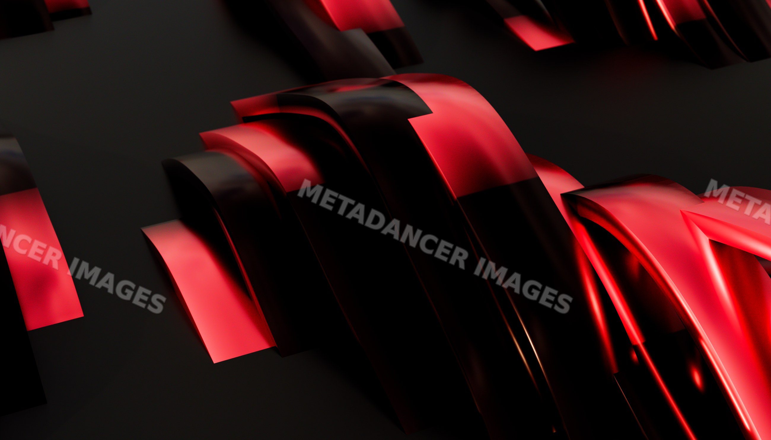 Abstract shiny black and red curves create a modern artistic