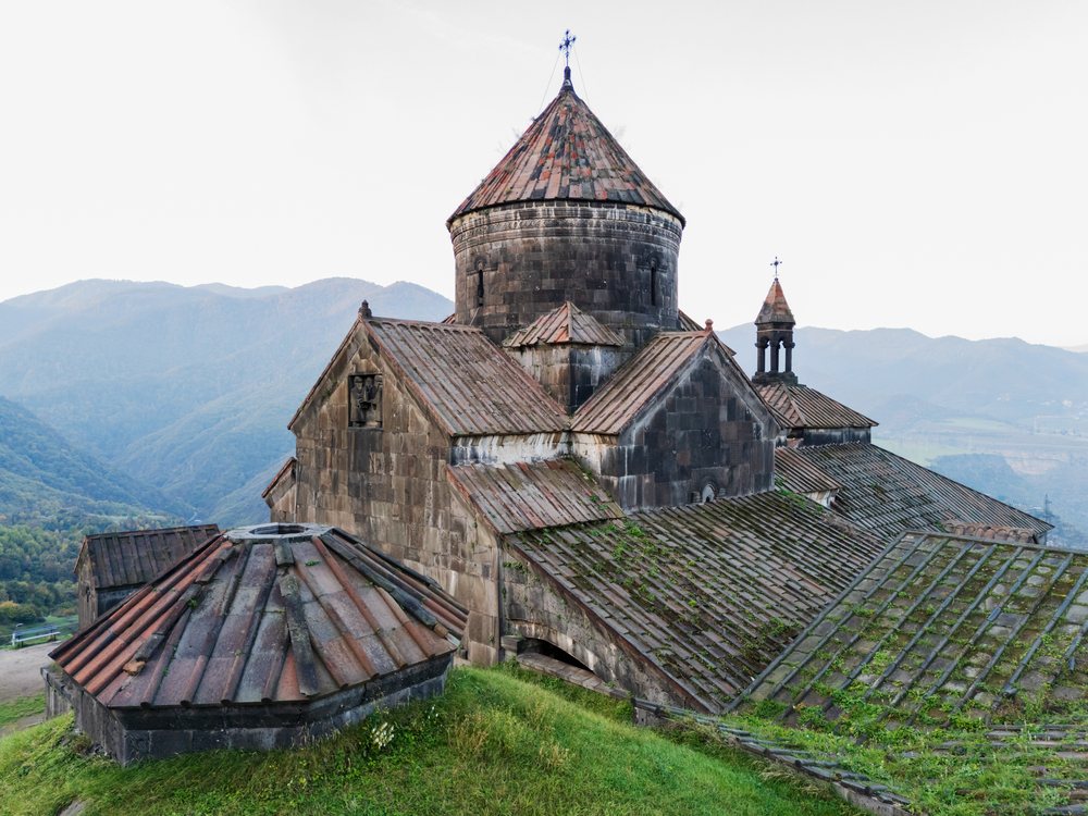 Haghpat monastery atop hill at Dawn in Armenia