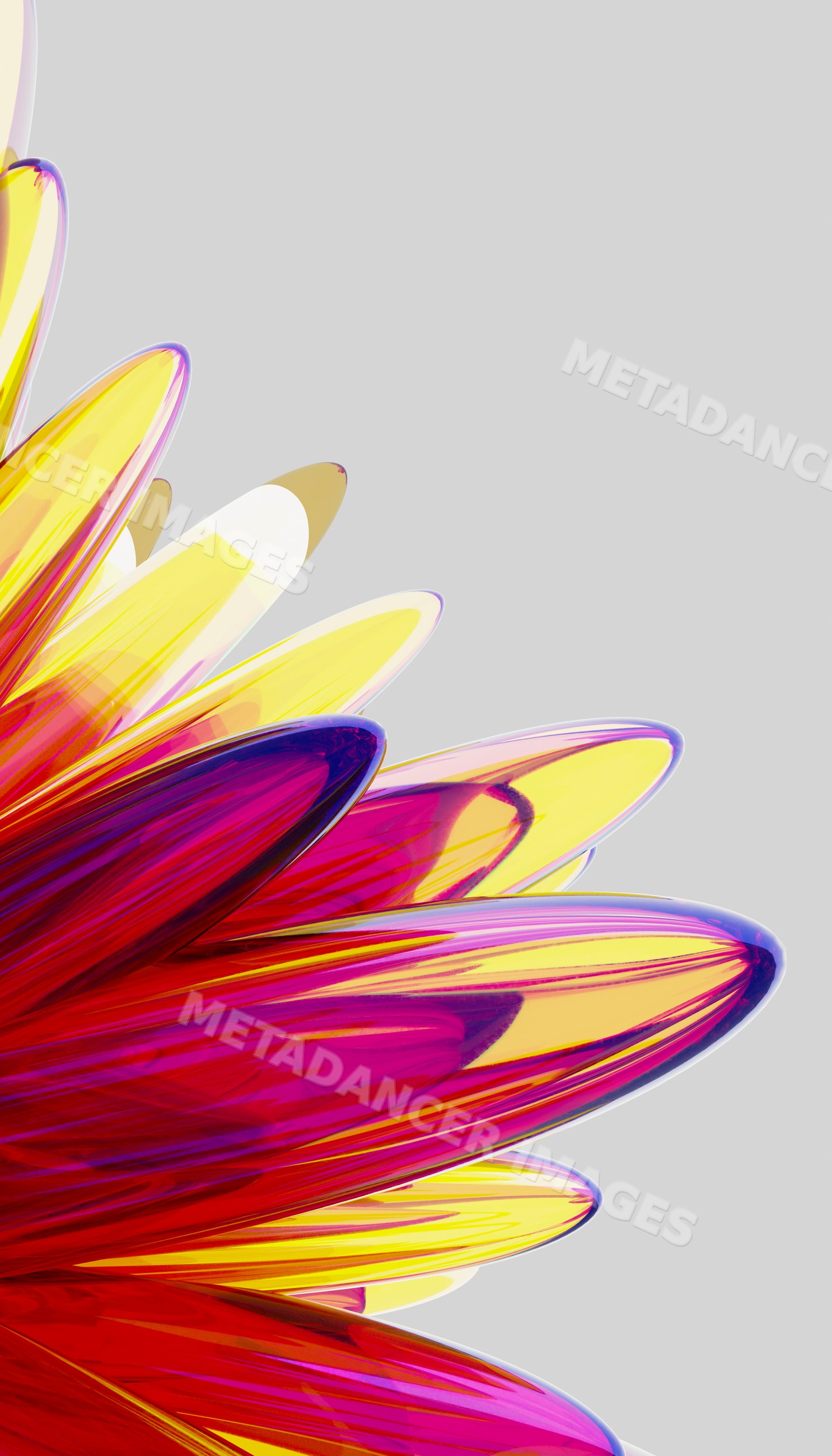 Close-up of colorful glass petals forming an abstract flower sculpture
