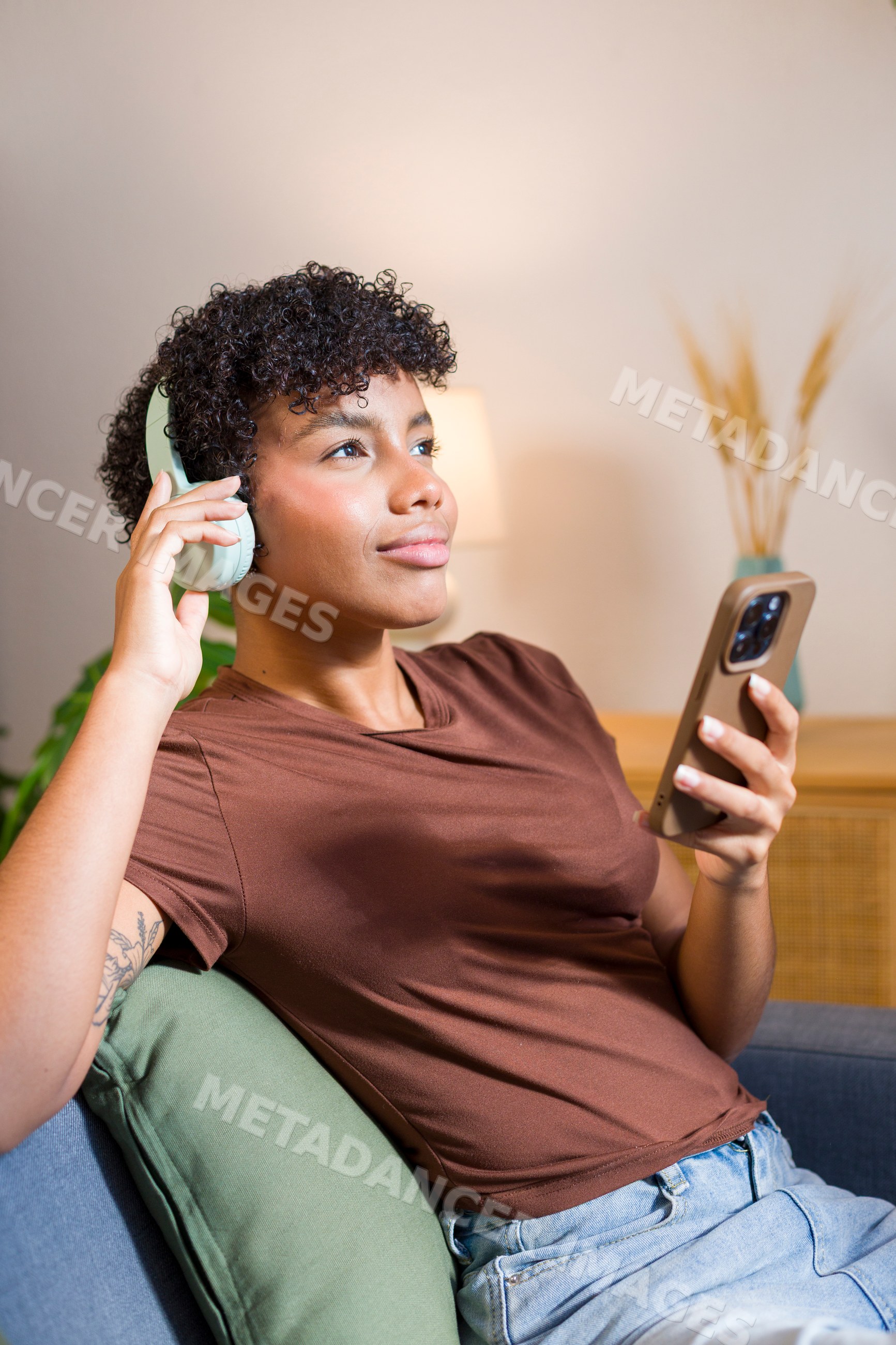 Young African American woman relaxing