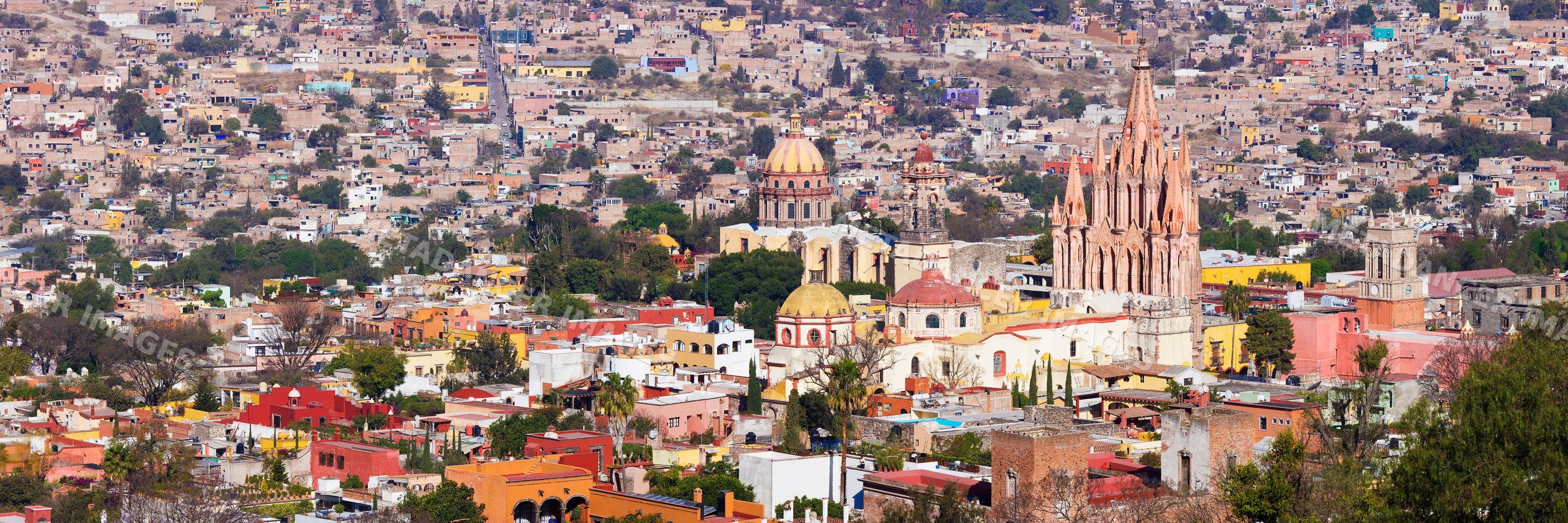 San miguel de allende cityscape with colonial churches mexico