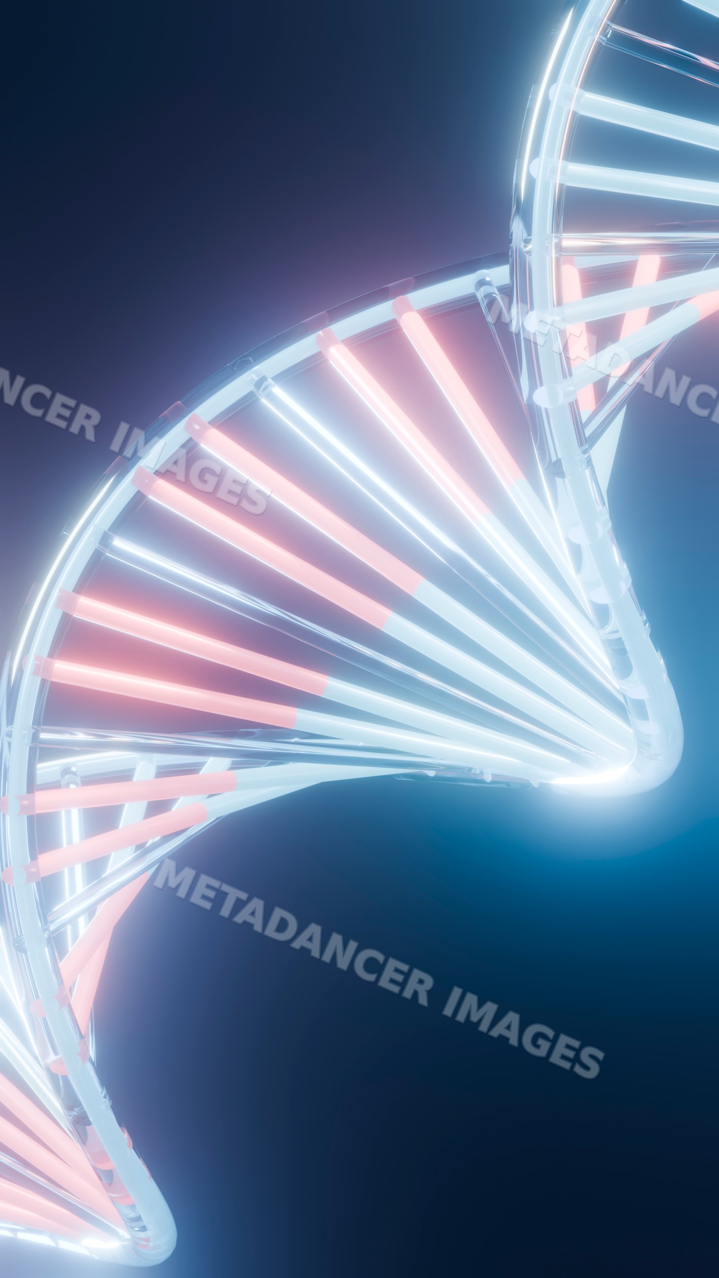 Dna double helix glowing in scientific illustration