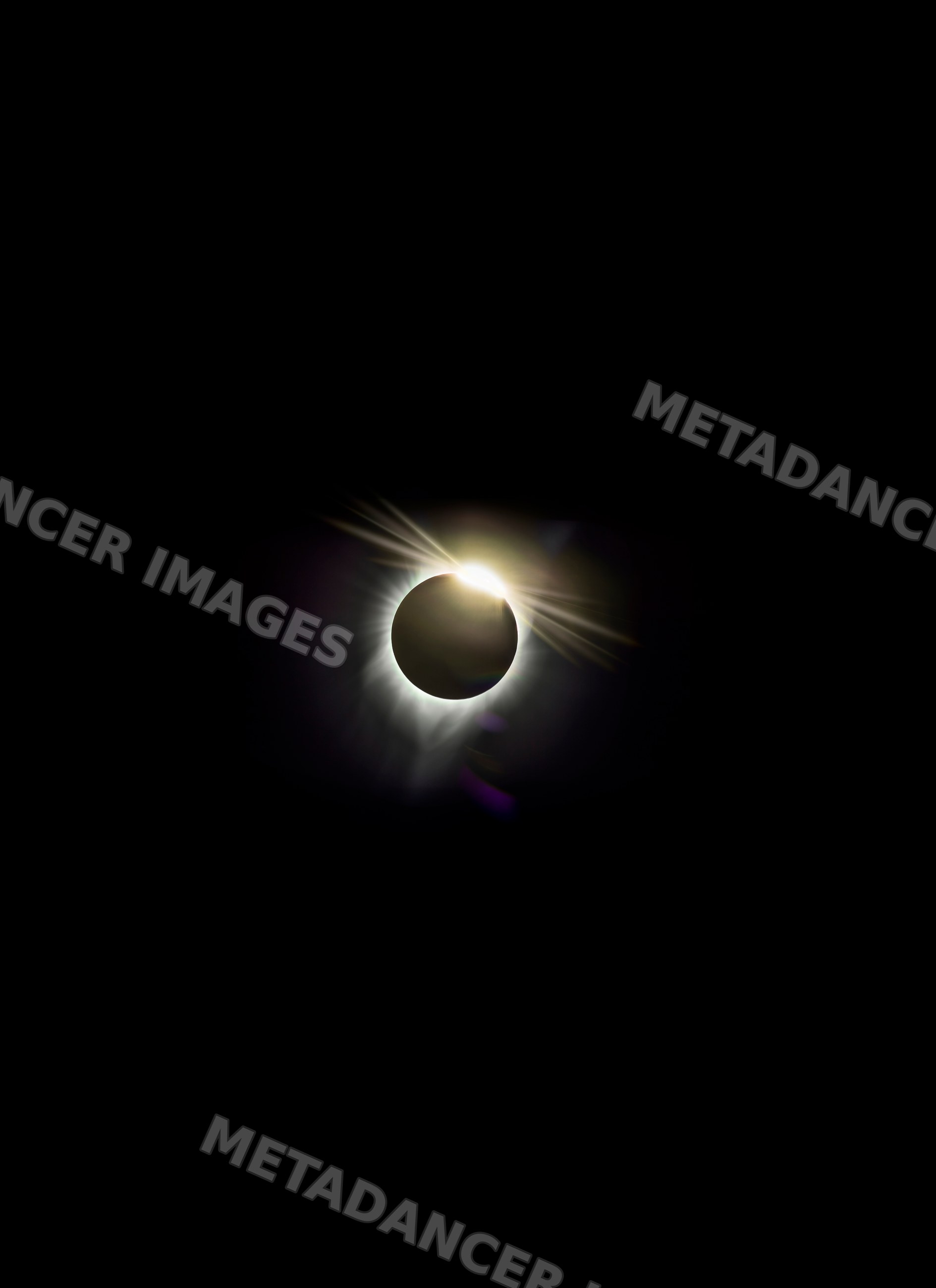 Solar eclipse showing moon covering the sun with corona visible