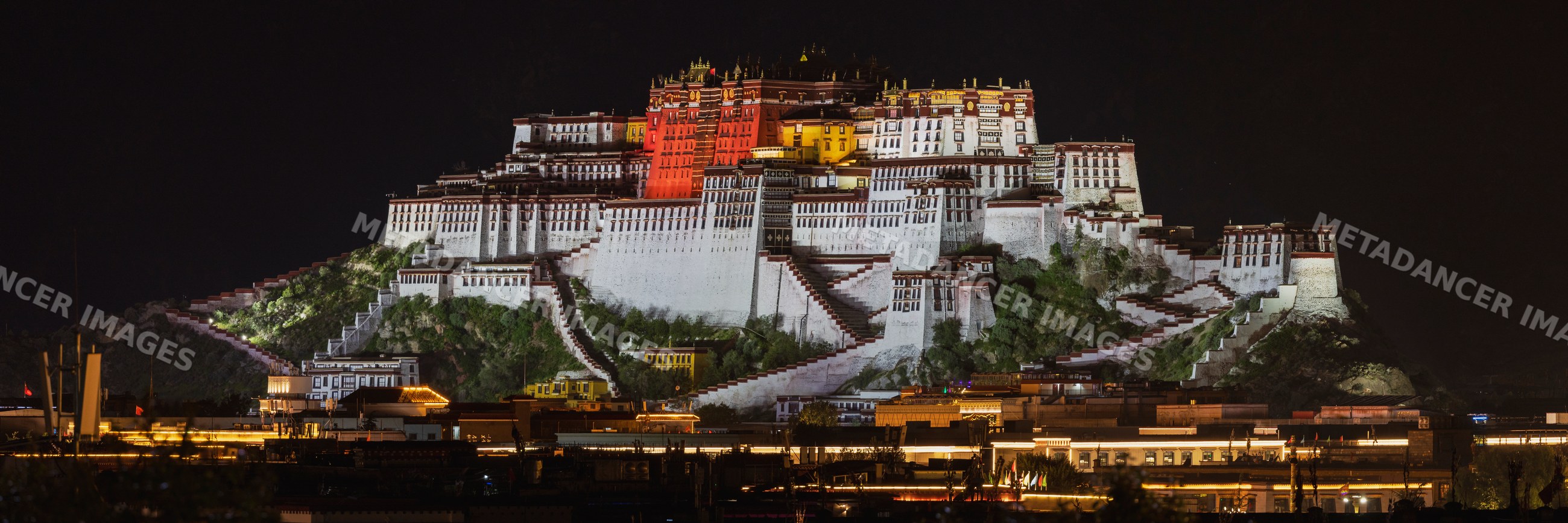 Potala Palace illuminated at Night in lhasa tibet
