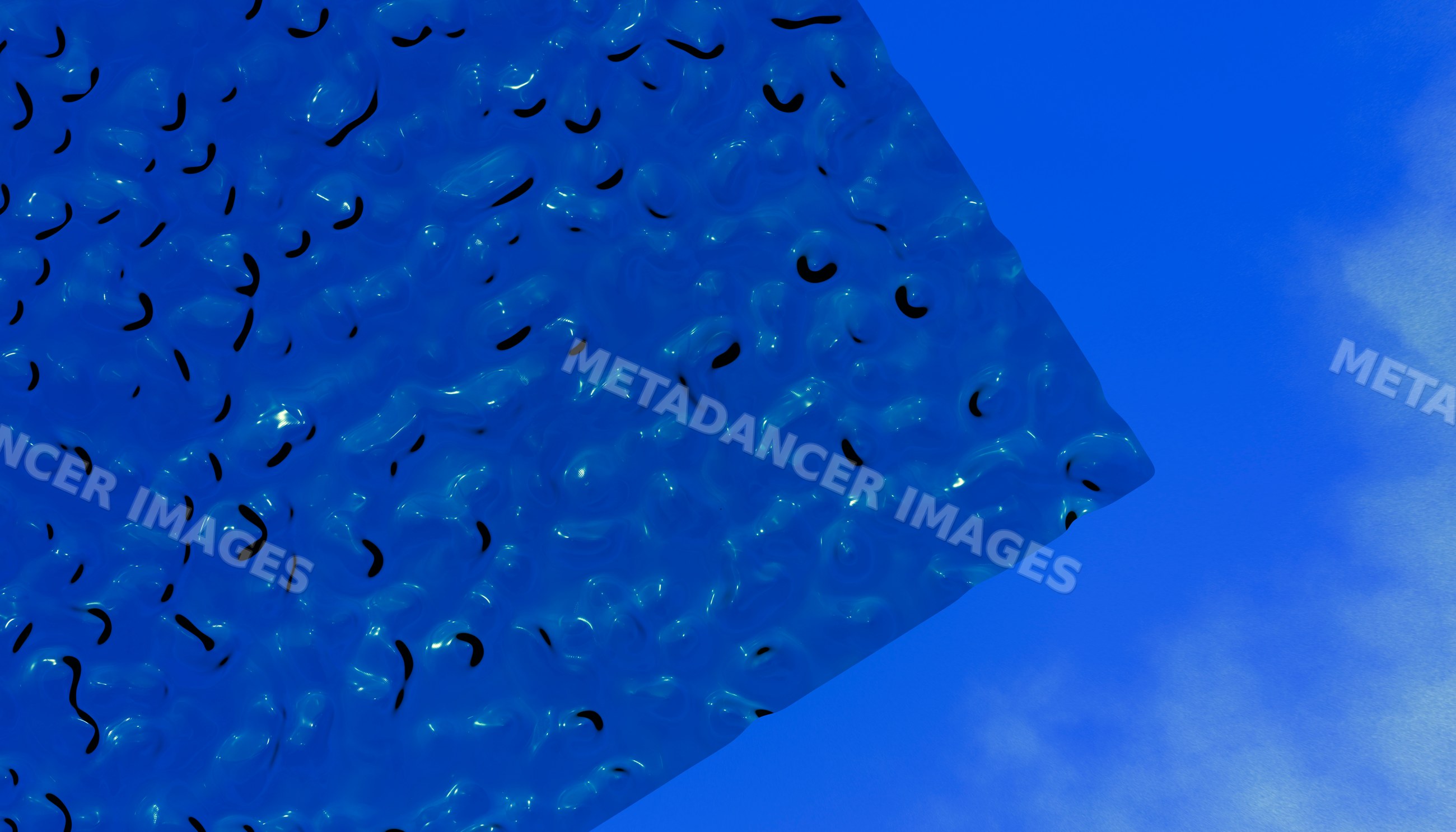 Blue textured surface with shiny Black curved abstract pattern