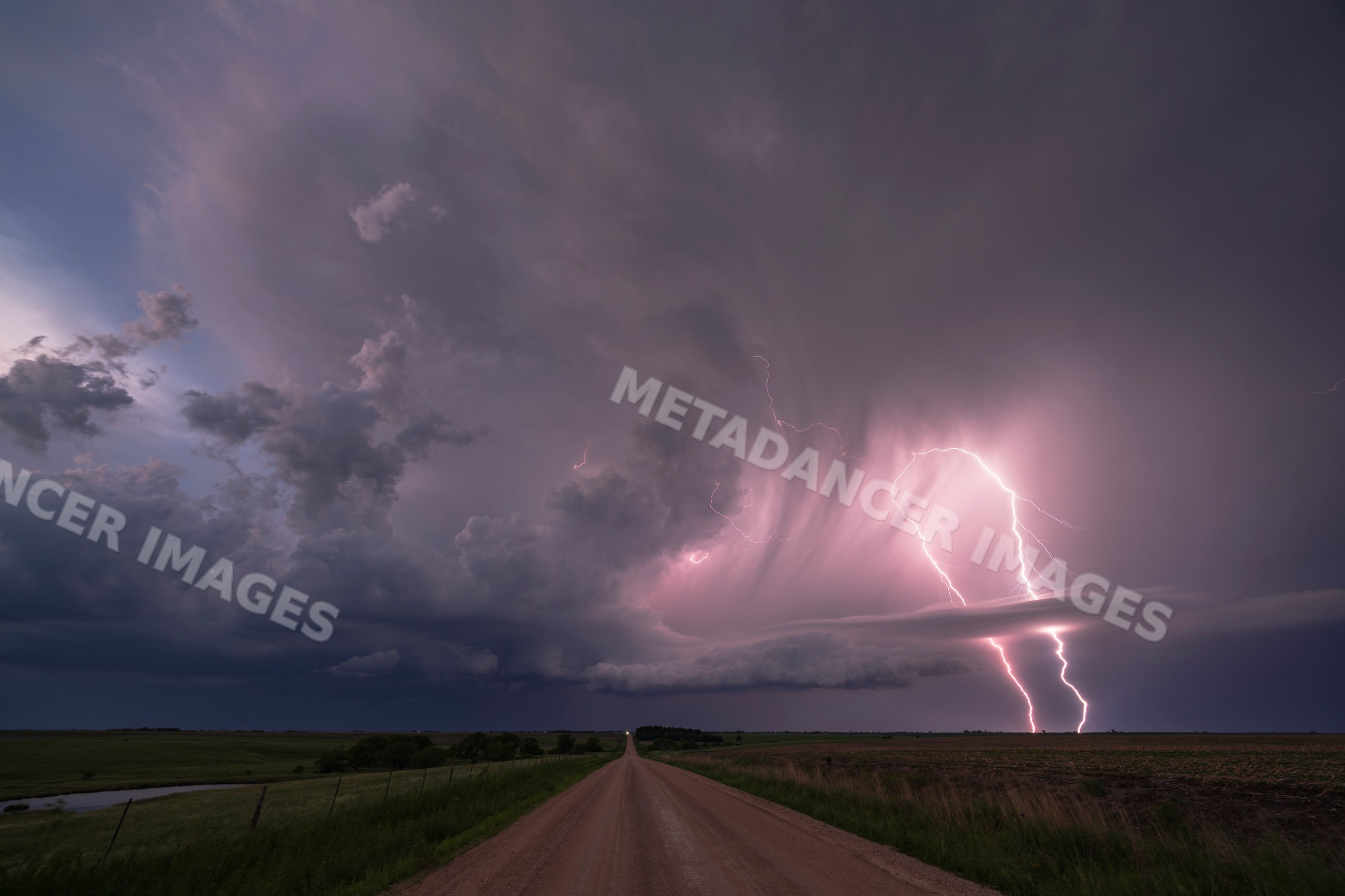 Supercell storm with Lightning at Sunset in jansen, nebraska