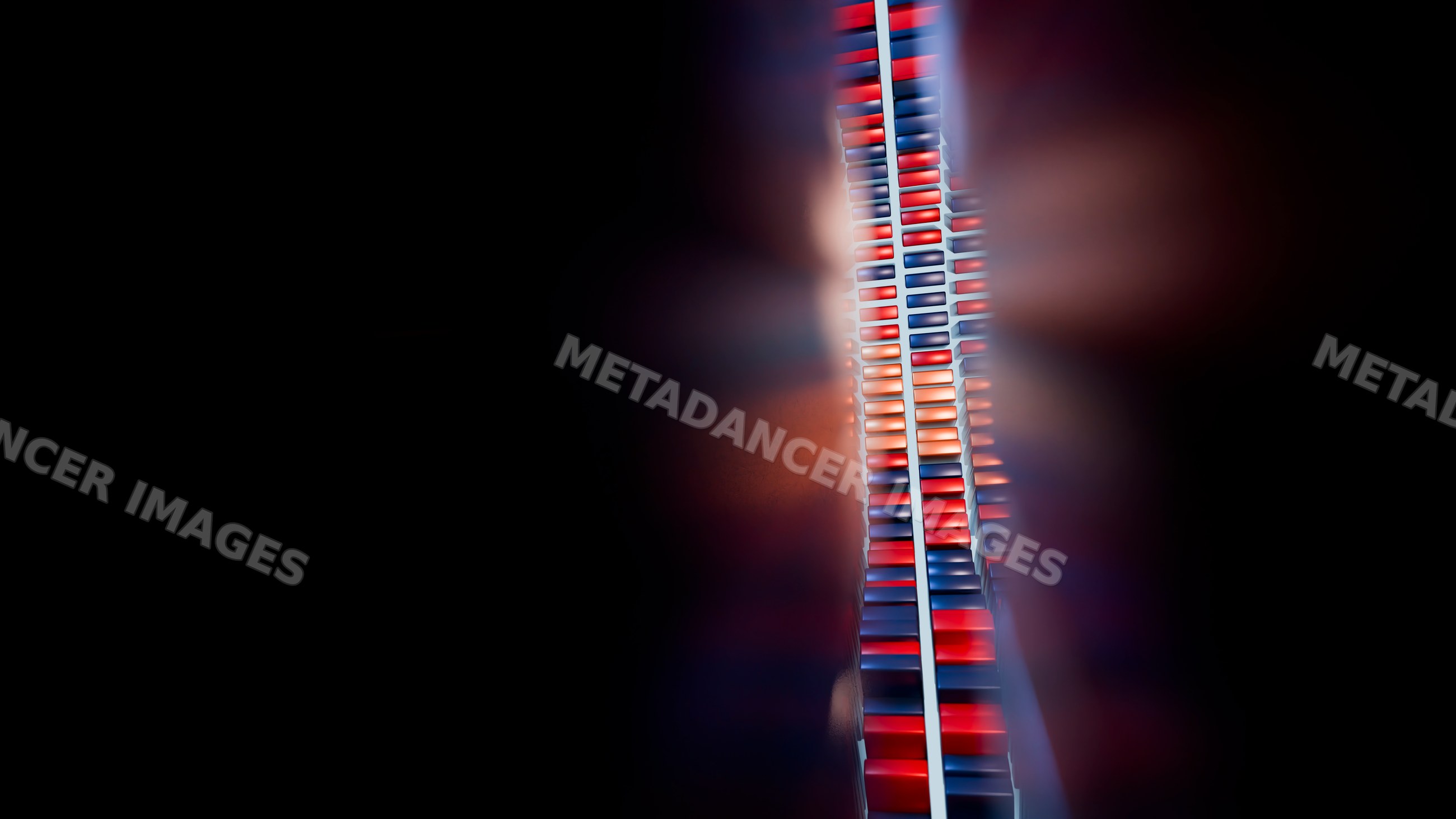 Glowing digital dna double helix molecule