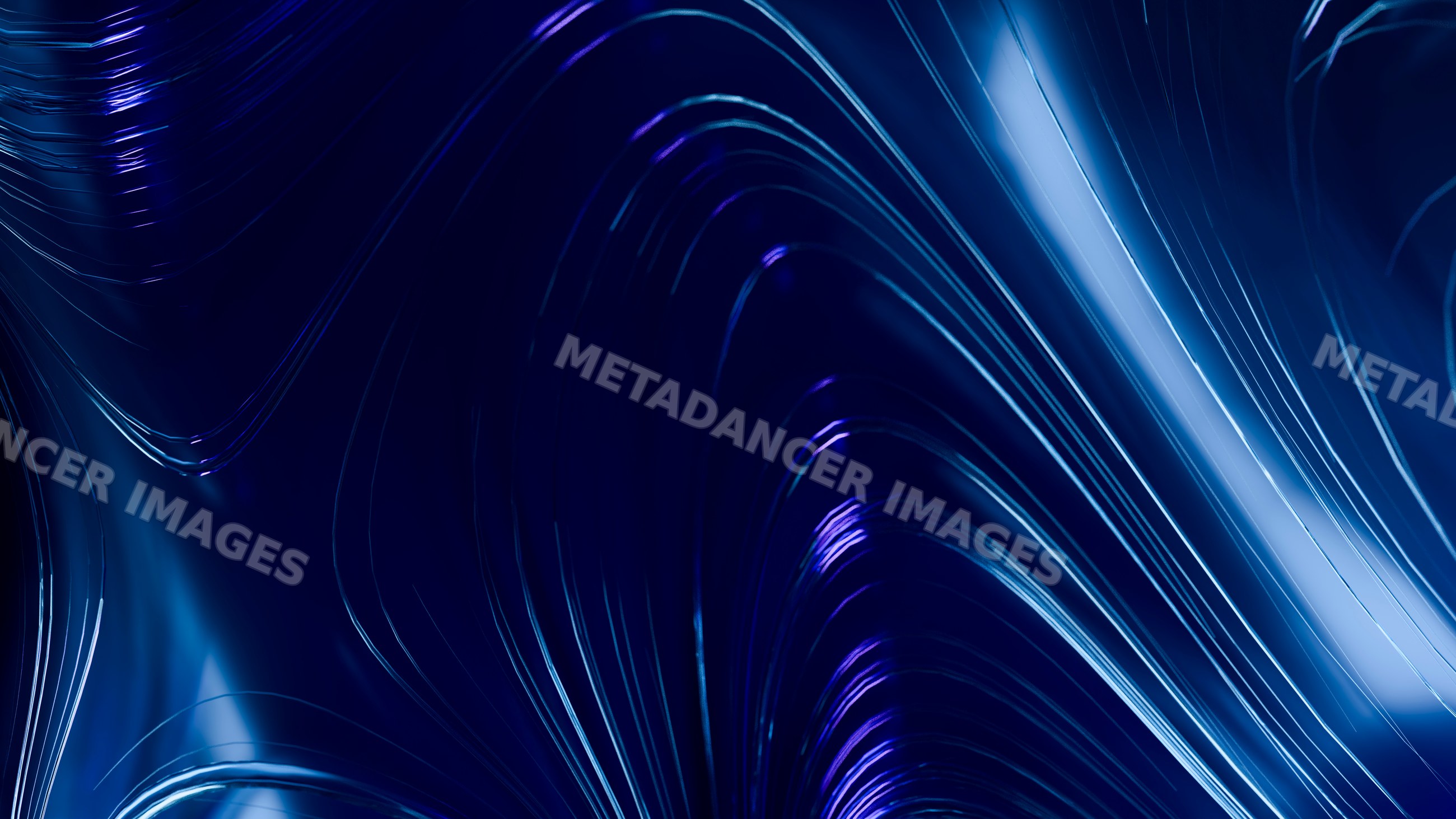 Abstract blue curved lines digital illustration with glowing waveforms