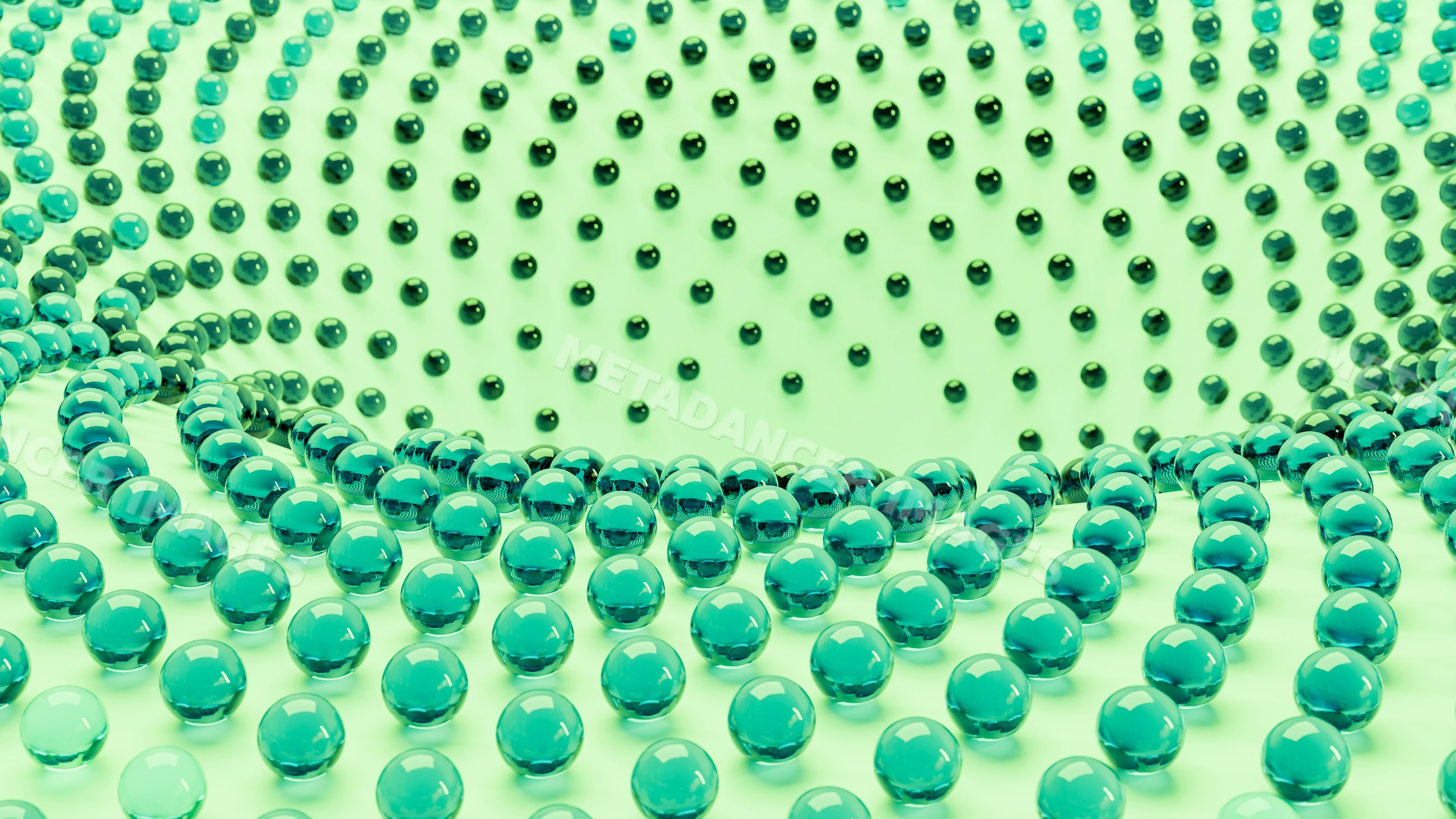 Blue glass marbles arranged