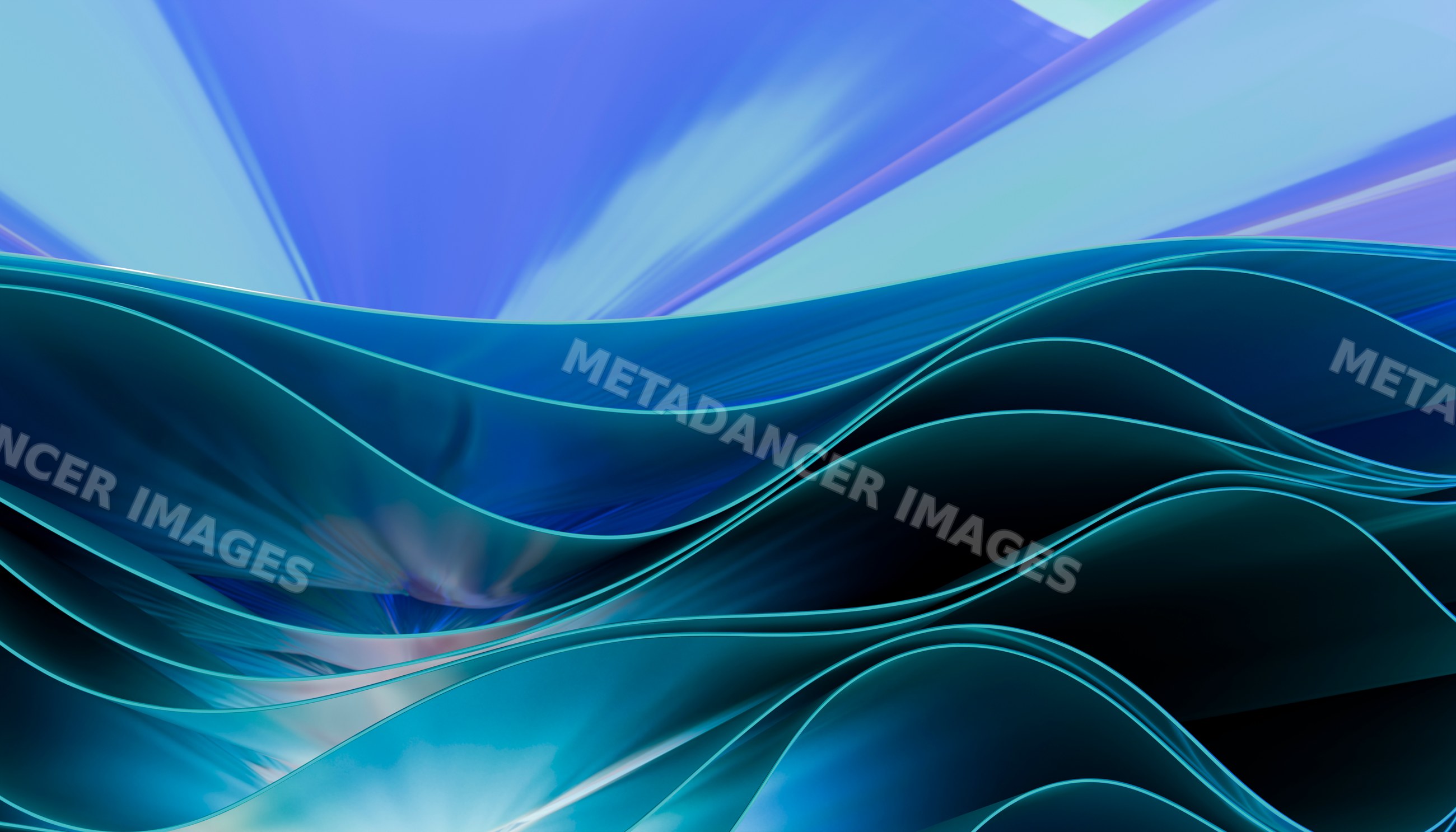 Abstract blue waves forming smooth curved shapes in a digital design