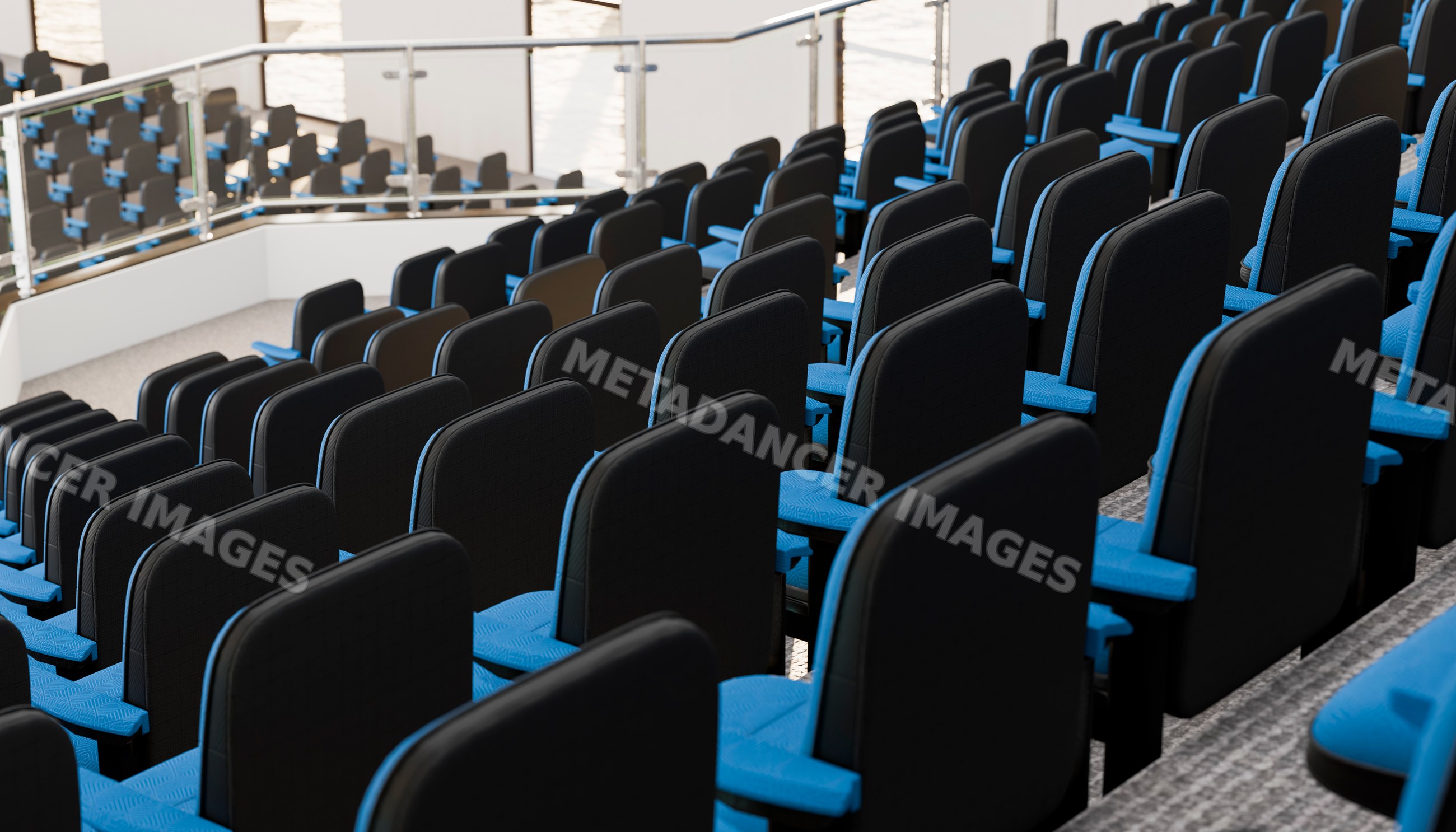 Empty auditorium seats in a modern conference room interior