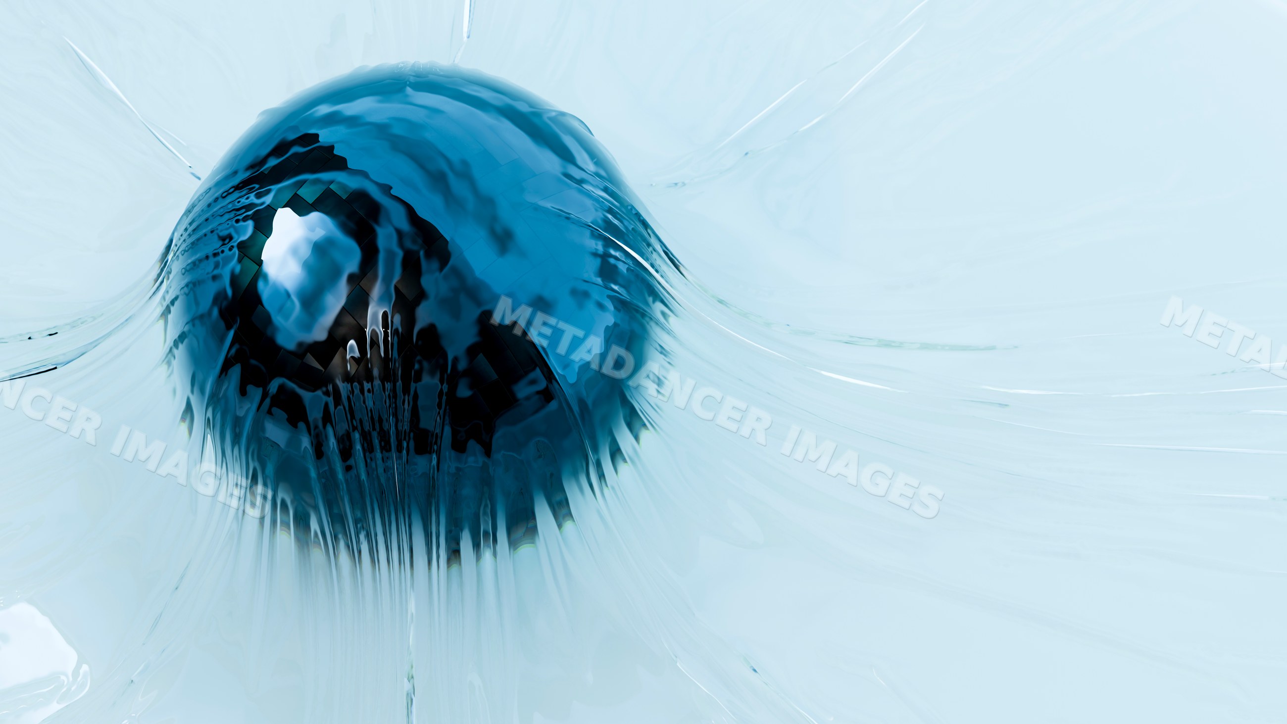 Blueberry splashing into water with droplets and ripples