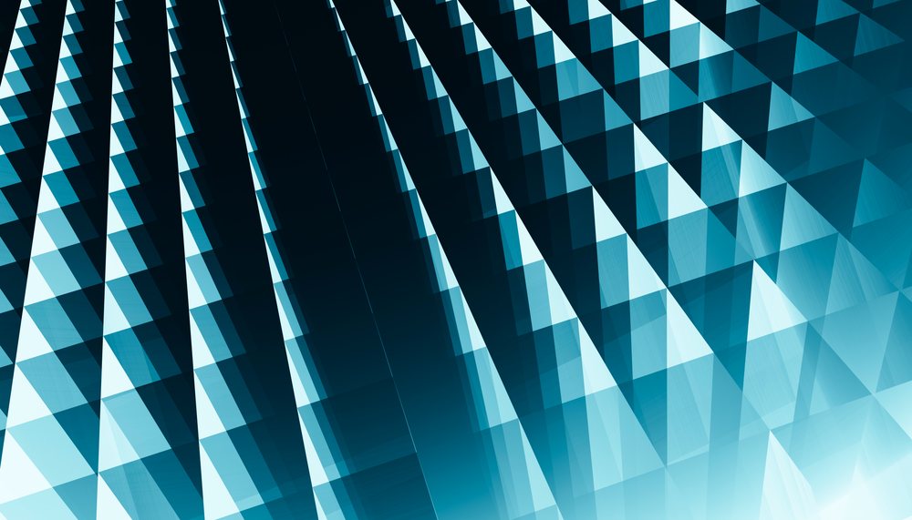 Abstract digital geometric pattern with blue triangular shapes