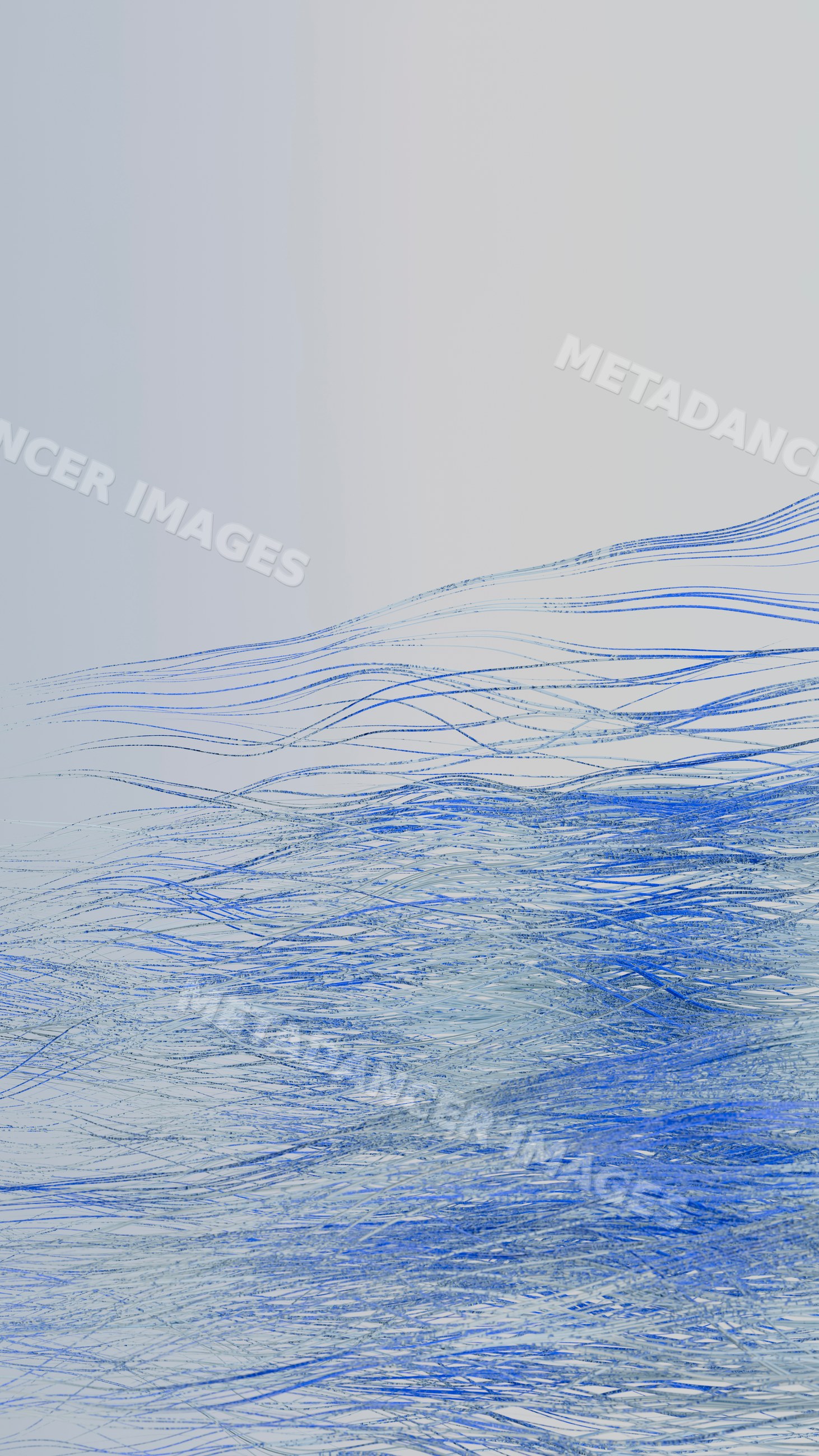Blue flowing lines creating abstract dynamic pattern on light