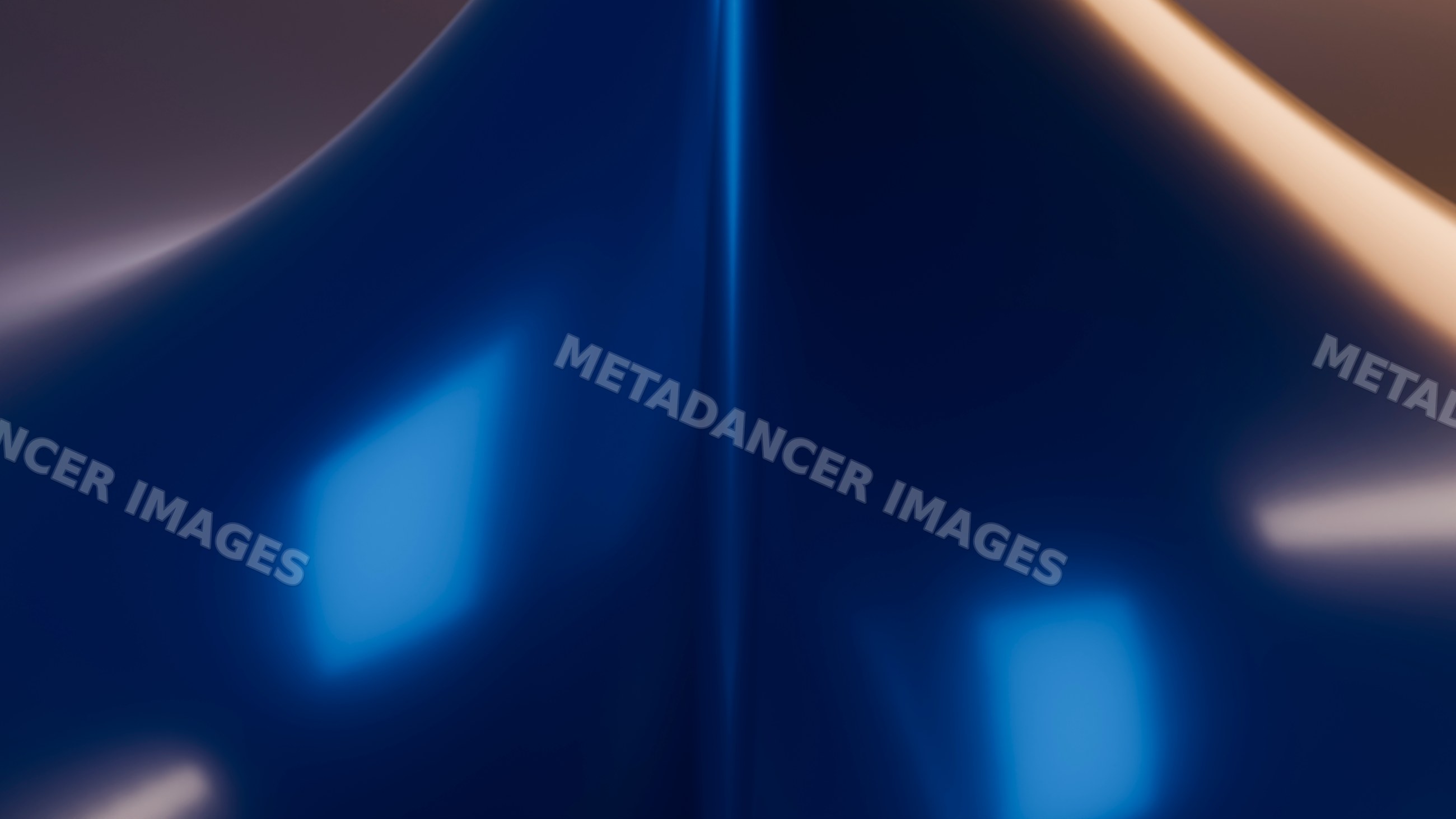 Abstract blue smooth glossy curved surface with reflections
