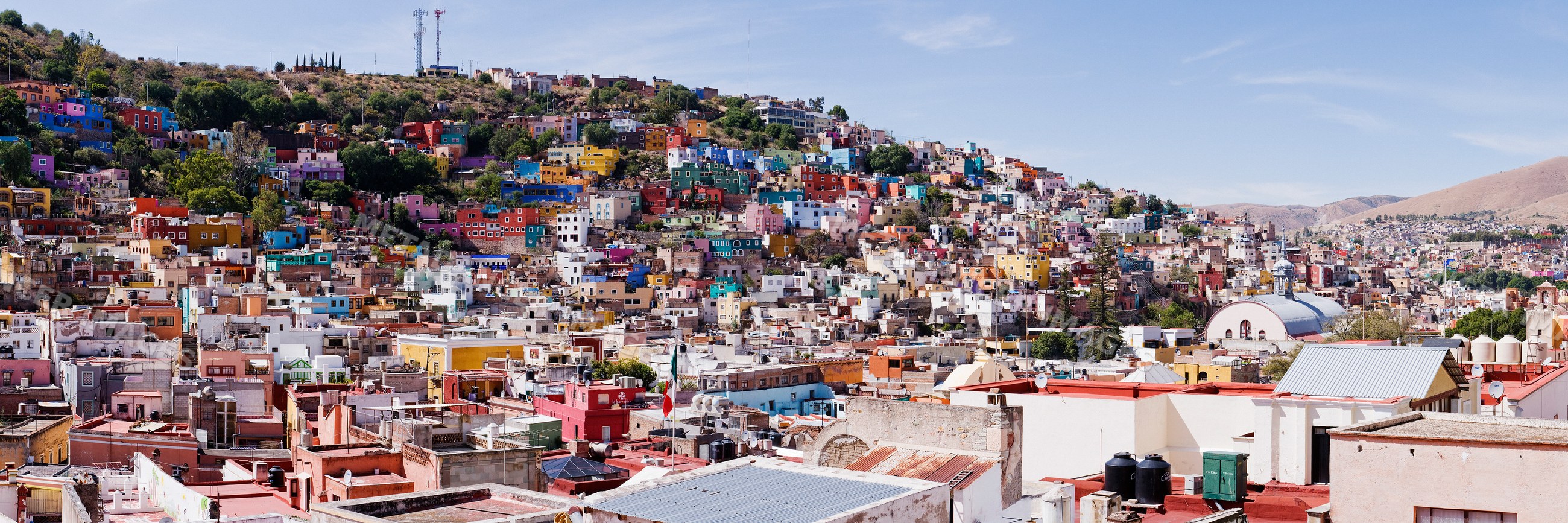 Colorful hillside houses cityscape mexico