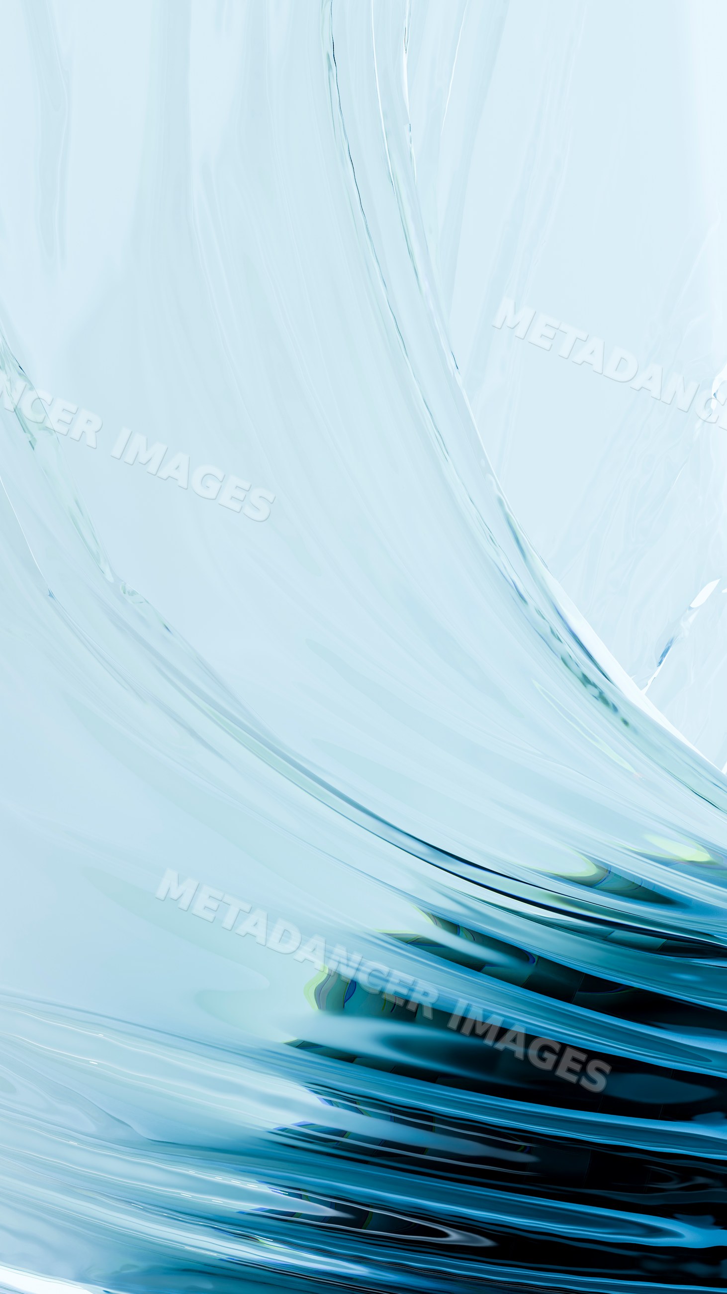 Abstract blue fluid wave with flowing translucent design