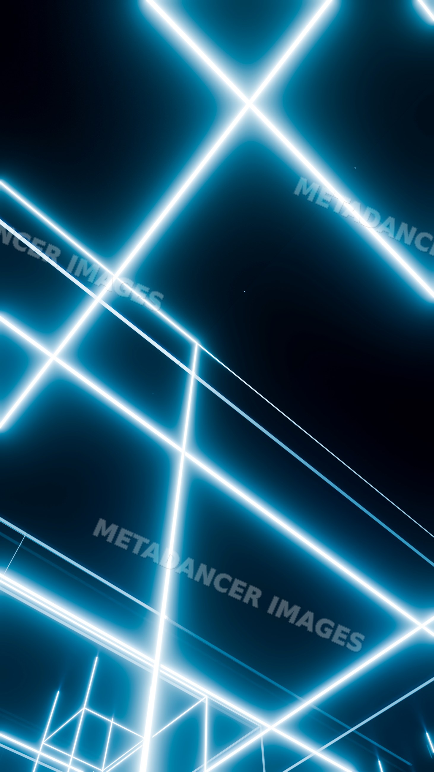 Glowing intersecting blue neon light lines abstract digital art