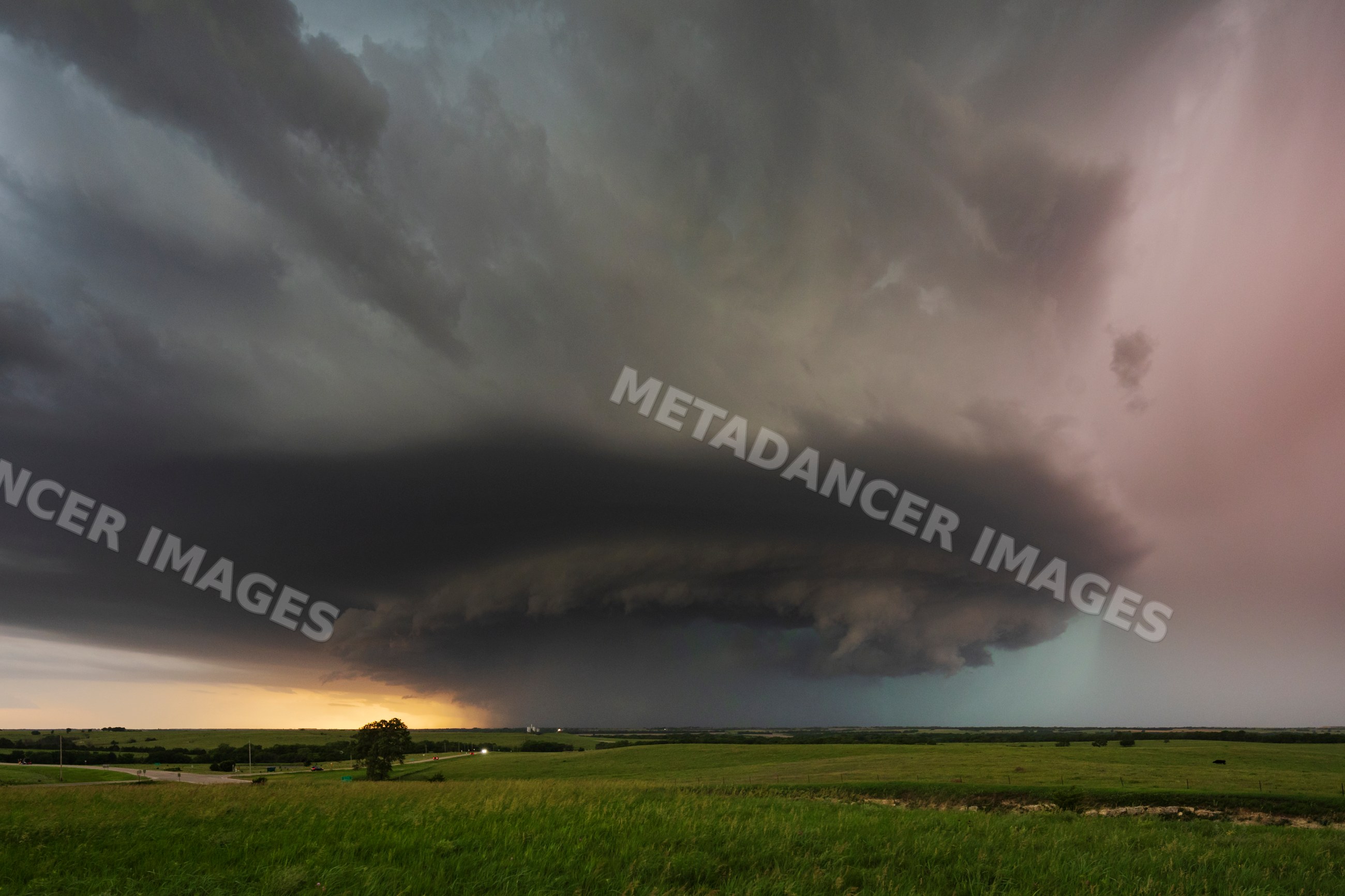 Supercell storm in storm chasing area near herrington kansas USA