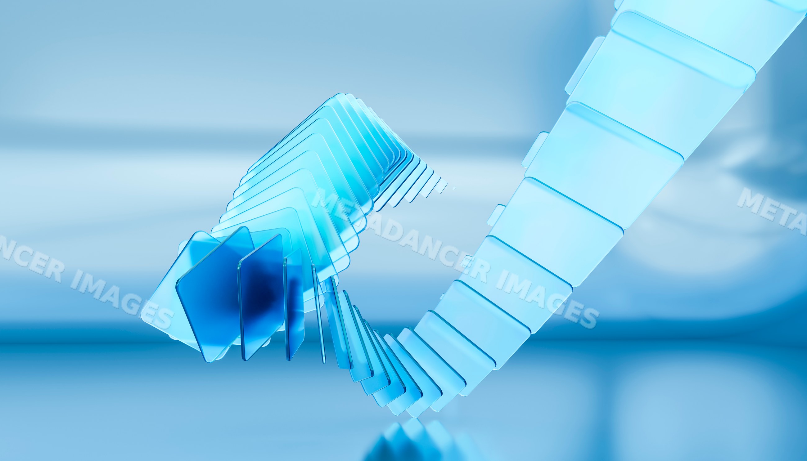 Blue transparent square panels