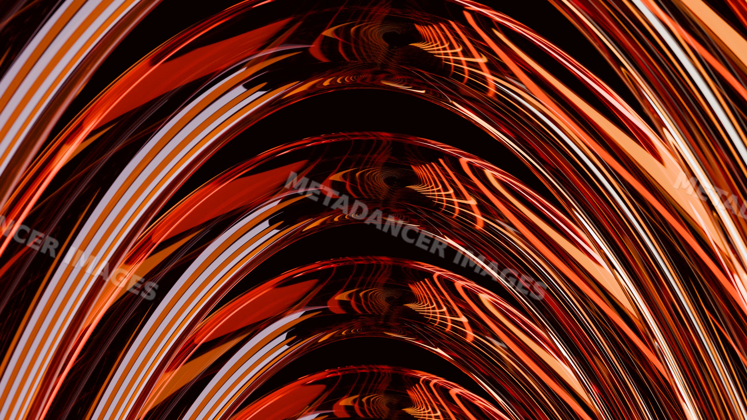 Glossy red and orange abstract digital swirl design