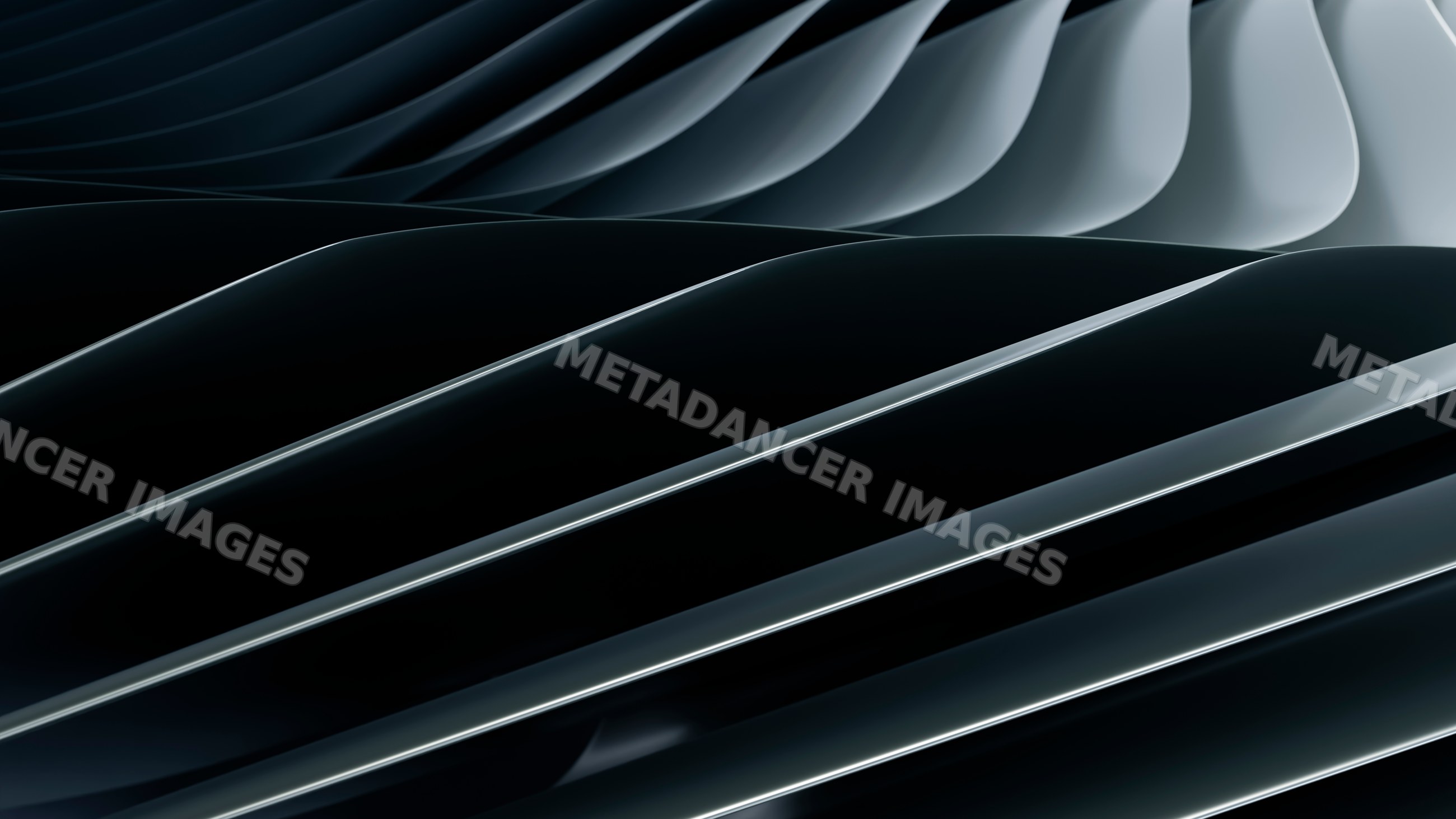 Curved overlapping black metal sheets creating abstract industrial