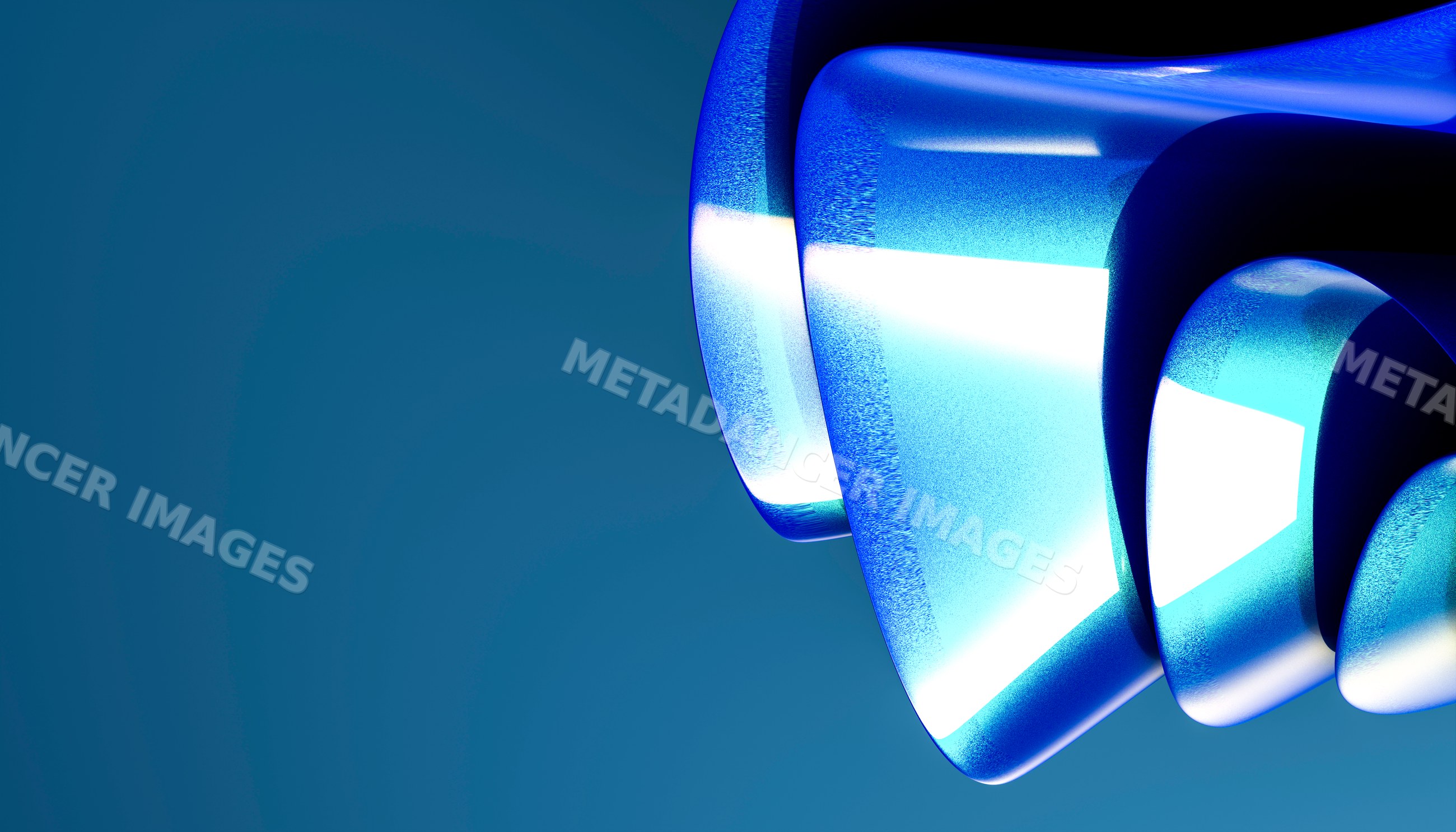 Blue abstract 3d shape with smooth curved surfaces