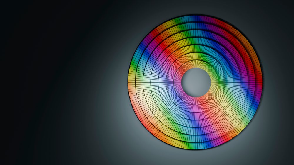 Color wheel illustration with rainbow spectrum gradient