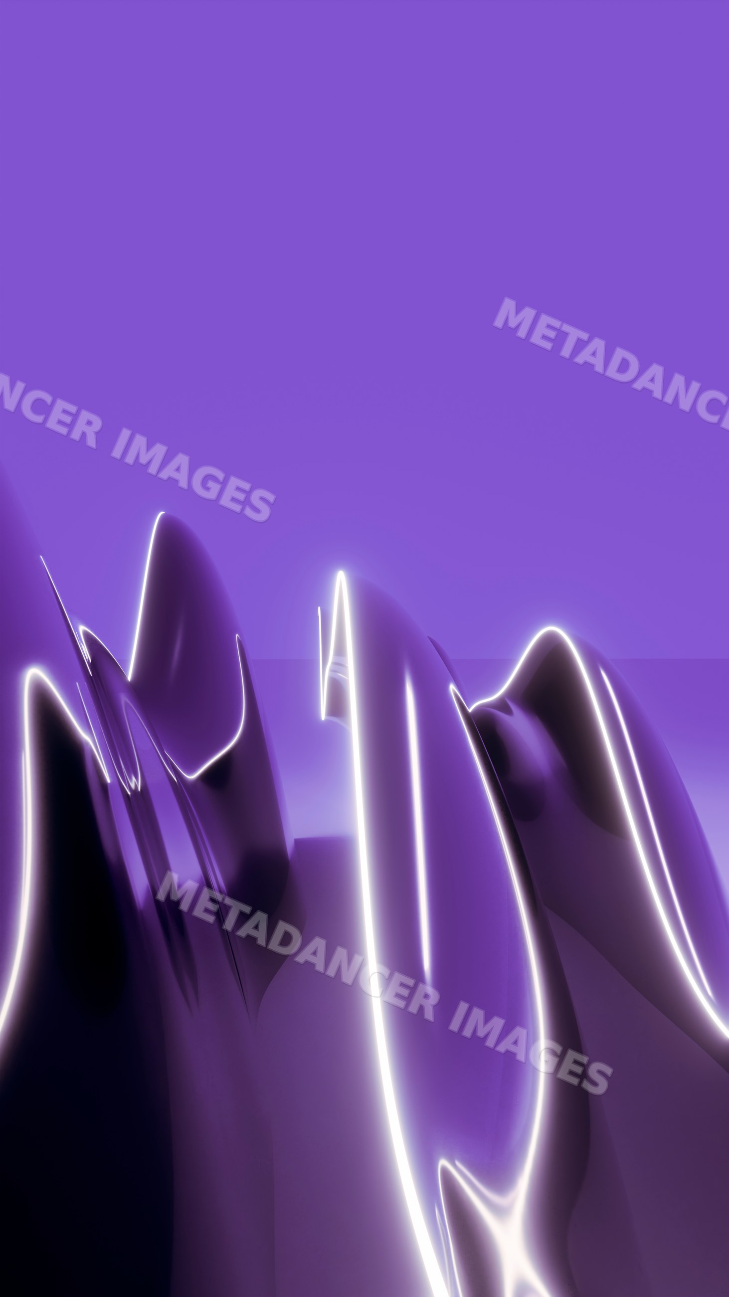 Abstract purple wavy shapes 3d digital artwork