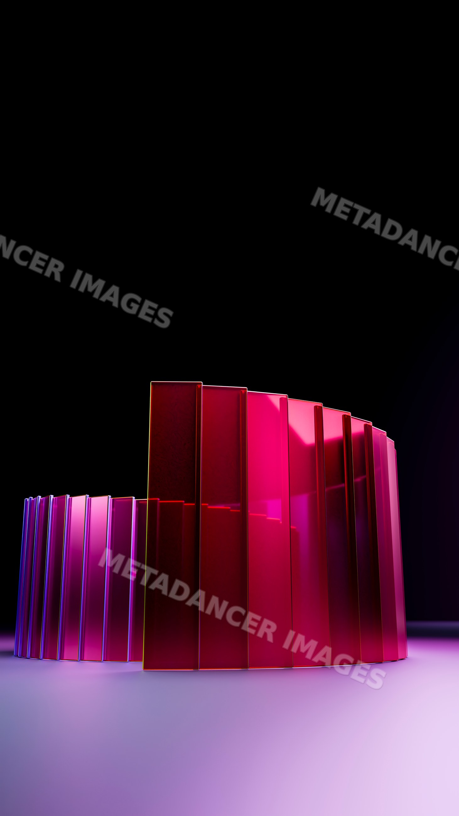 Abstract geometric sculpture with colorful curved panels
