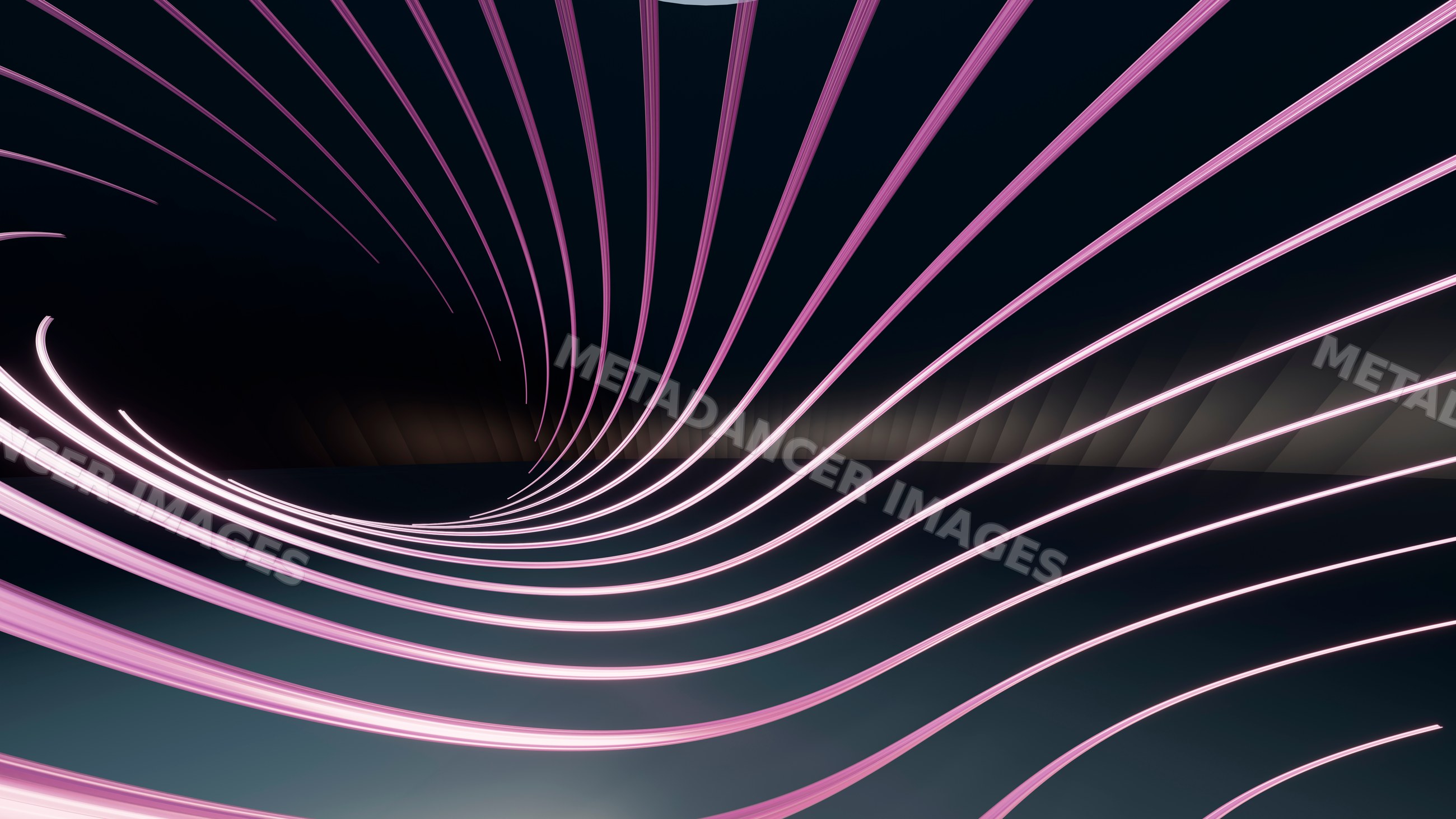 Abstract purple curved light streaks on dark background