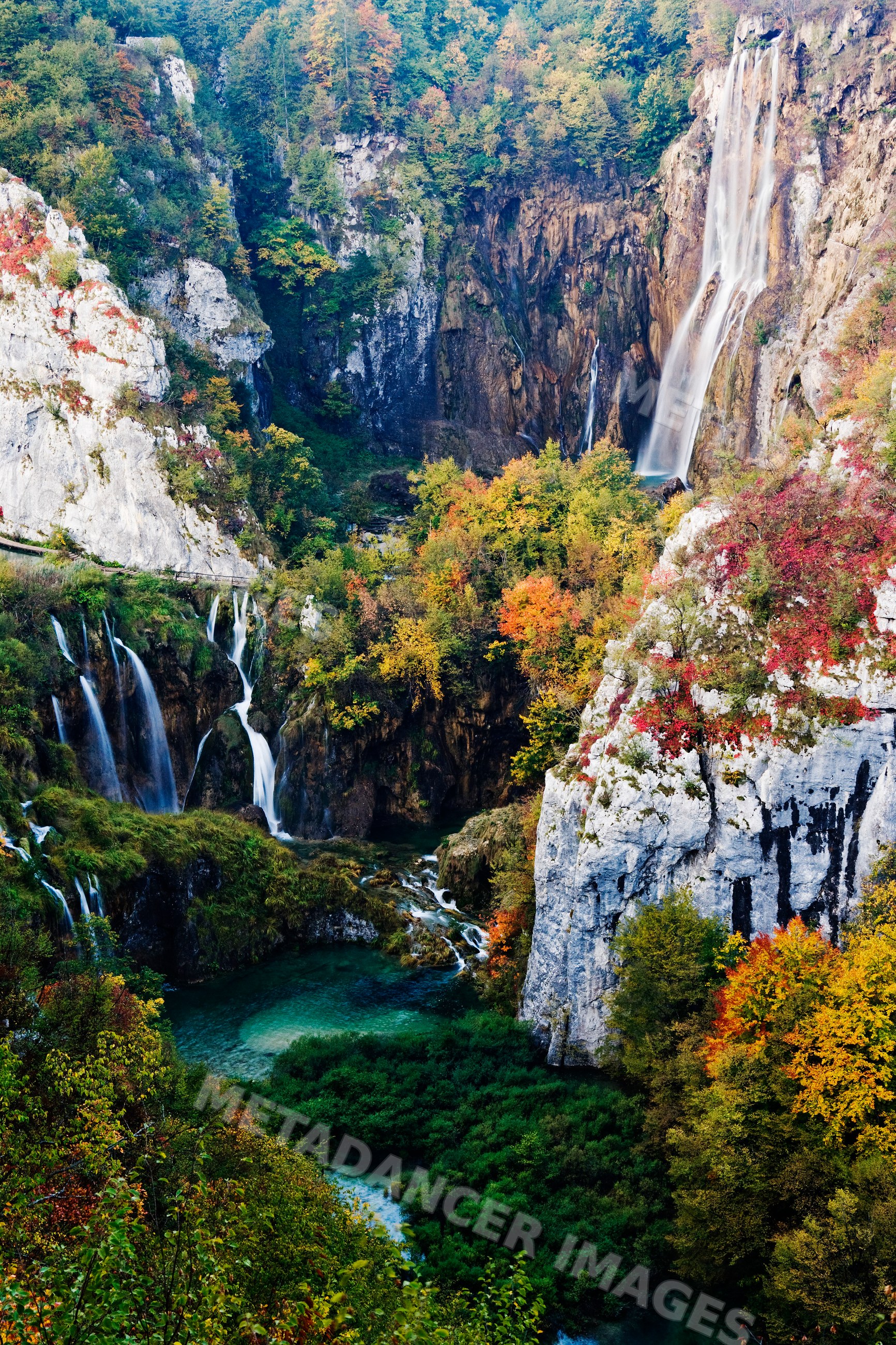 Waterfalls and colorful forest croatia
