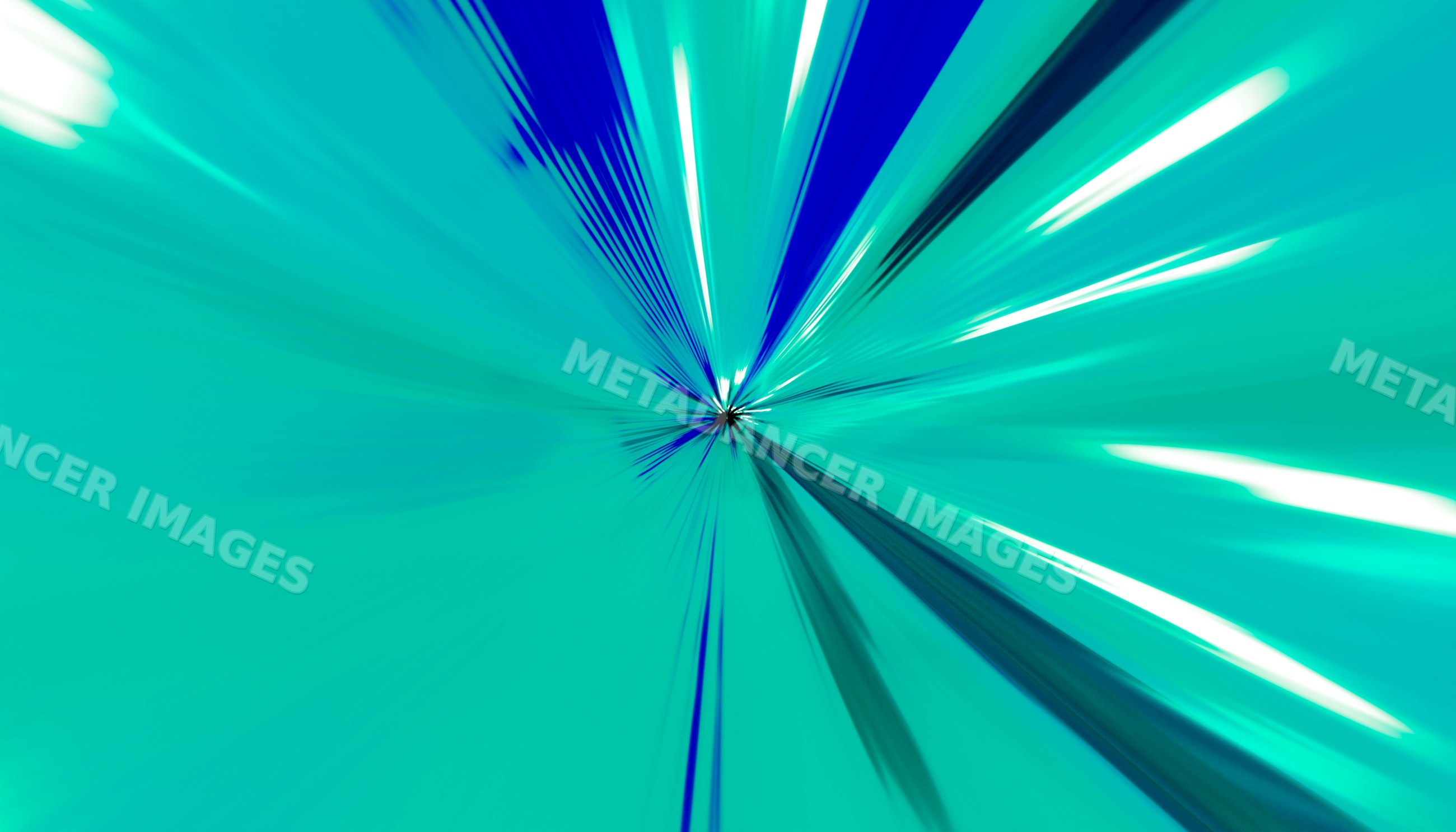Abstract radial blue and turquoise light streaks with motion blur
