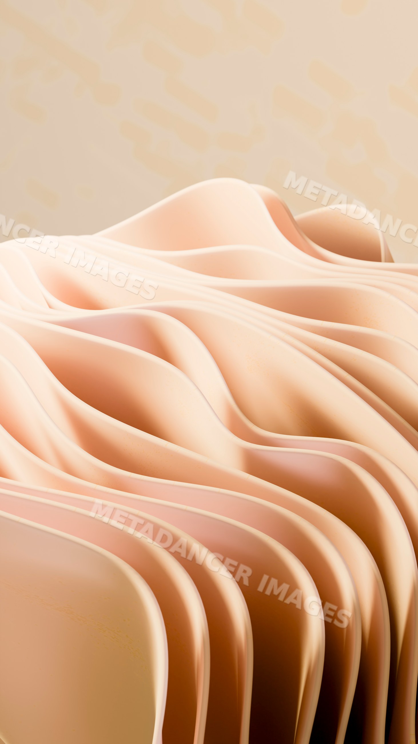 Abstract smooth beige folds create a flowing wave pattern with gentle