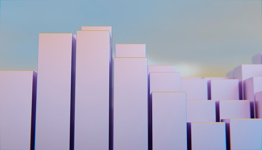 Abstract purple 3d rectangular blocks arranged