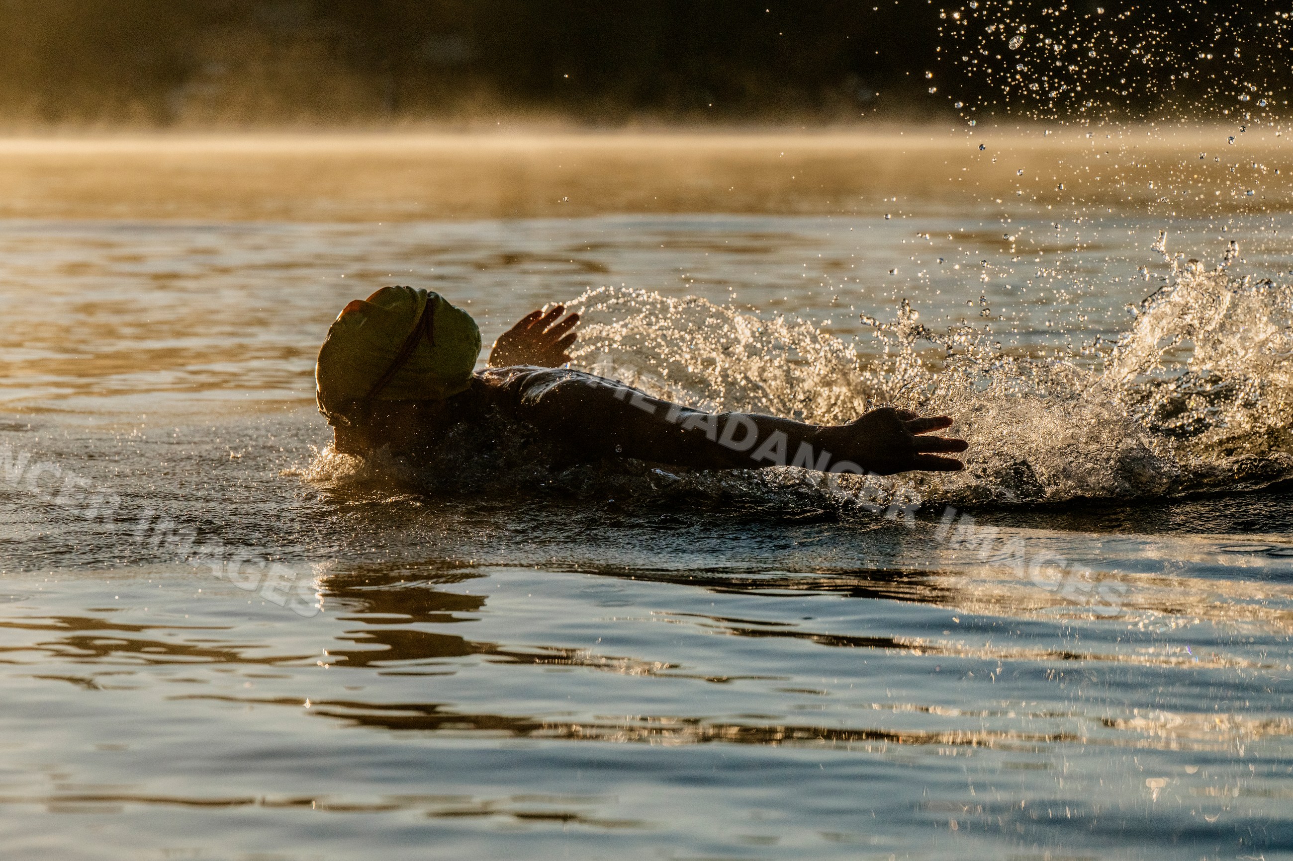 White swimmer performing freestyle stroke